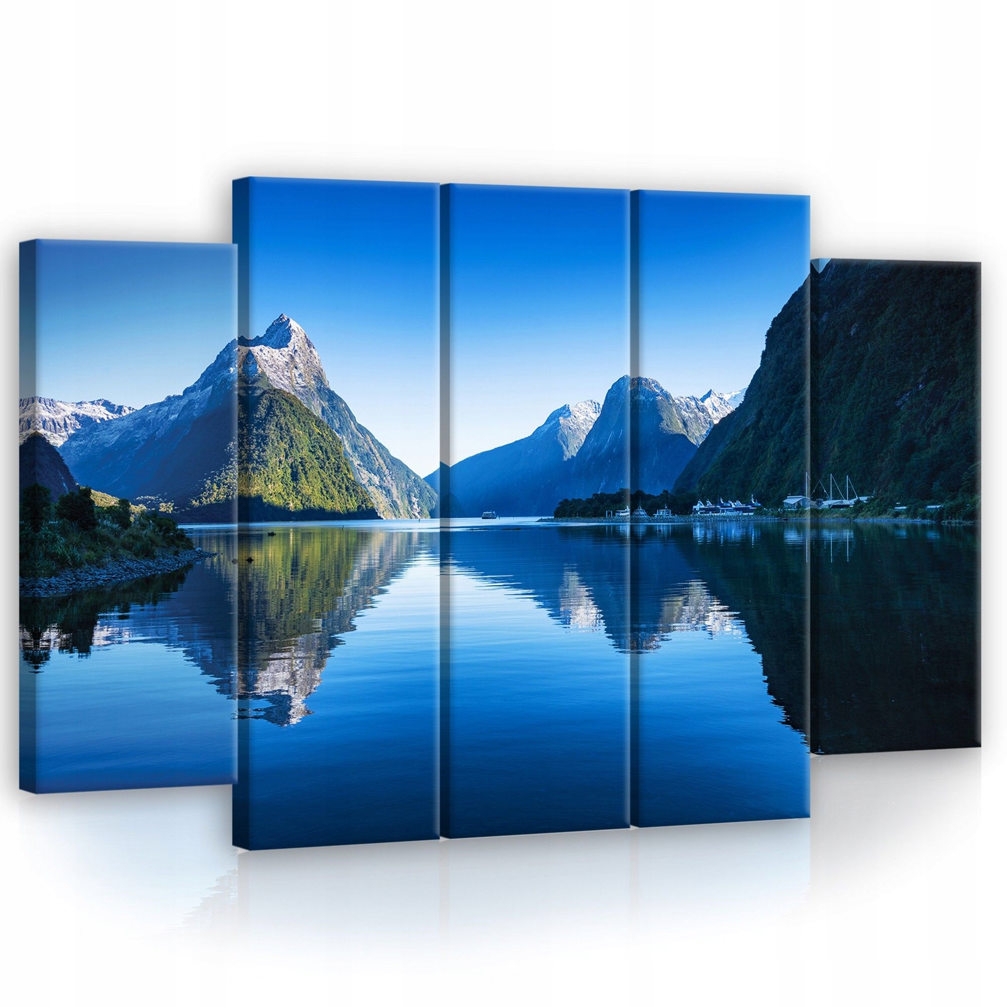 Obraz 150x100 Fjord hory odraz voda príroda pokoj krajina Nový Zéland