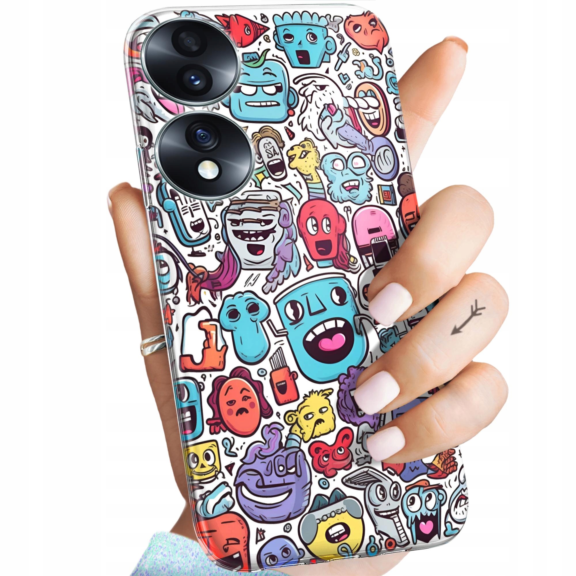 Etui Do Honor 70 Doodle Zwierzęta Potwory Rysunki Obudowa Pokrowiec