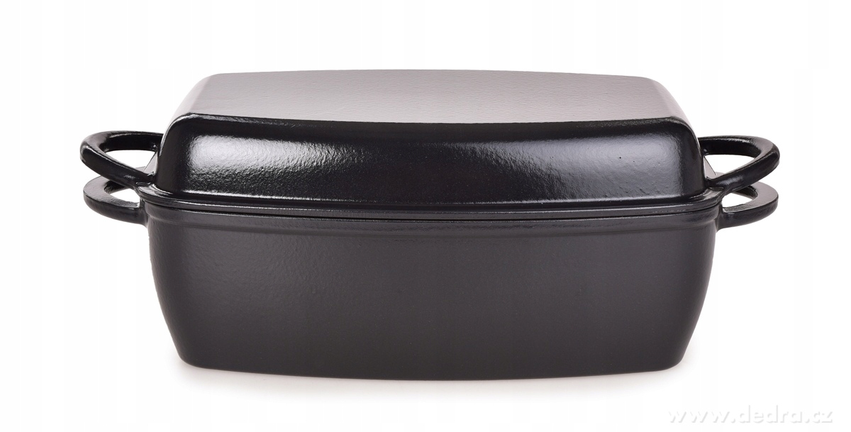 Dedra Velký litinový masivní pekáč se grilovacím víkem, Iron Massive, černý