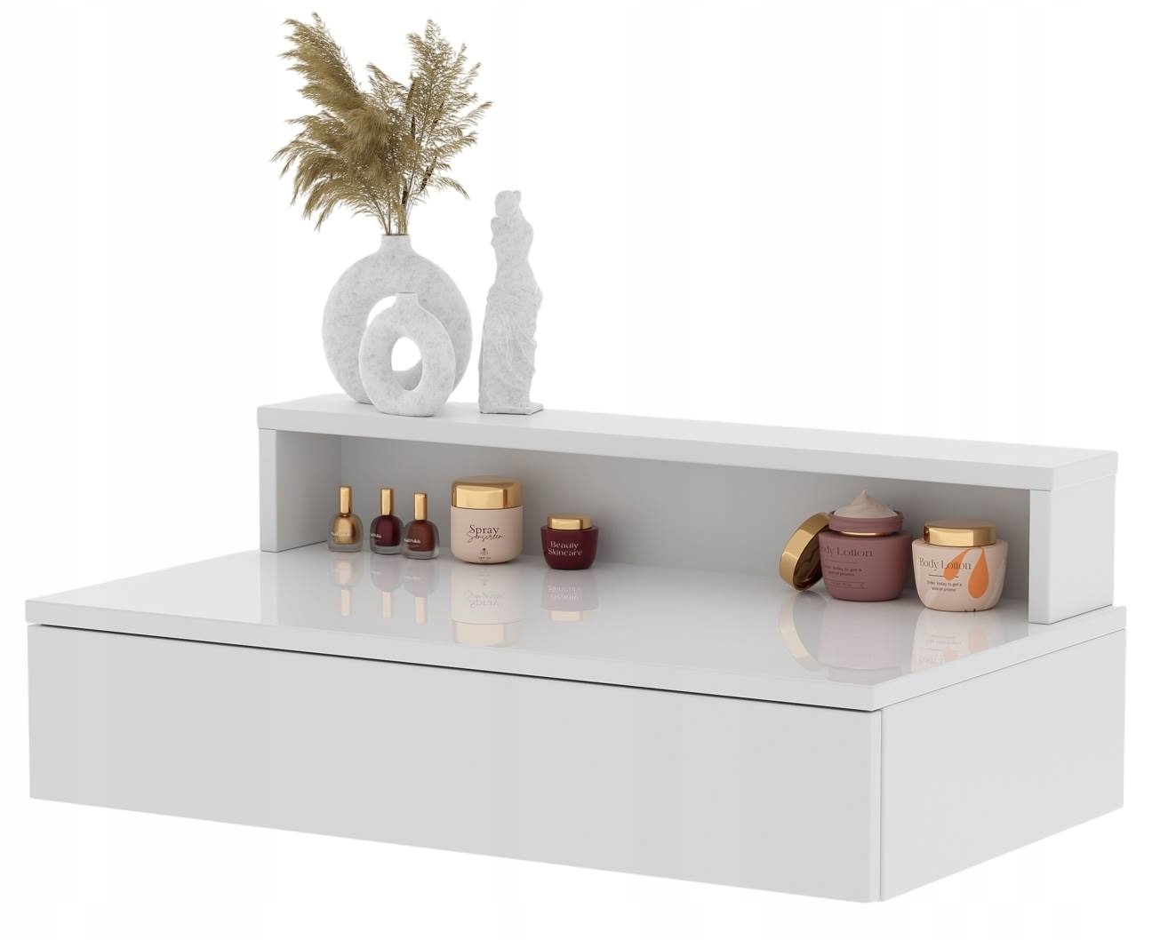 Toaletní Stolek Závěsná Konzola Lena 75 Plus Bílý Lesk