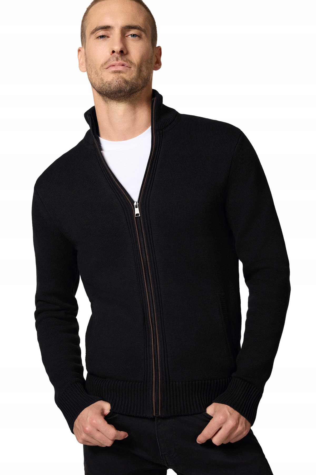 Sweter Męski Czarny Bawełniany Rozpinany Próchnik PM15 XXL