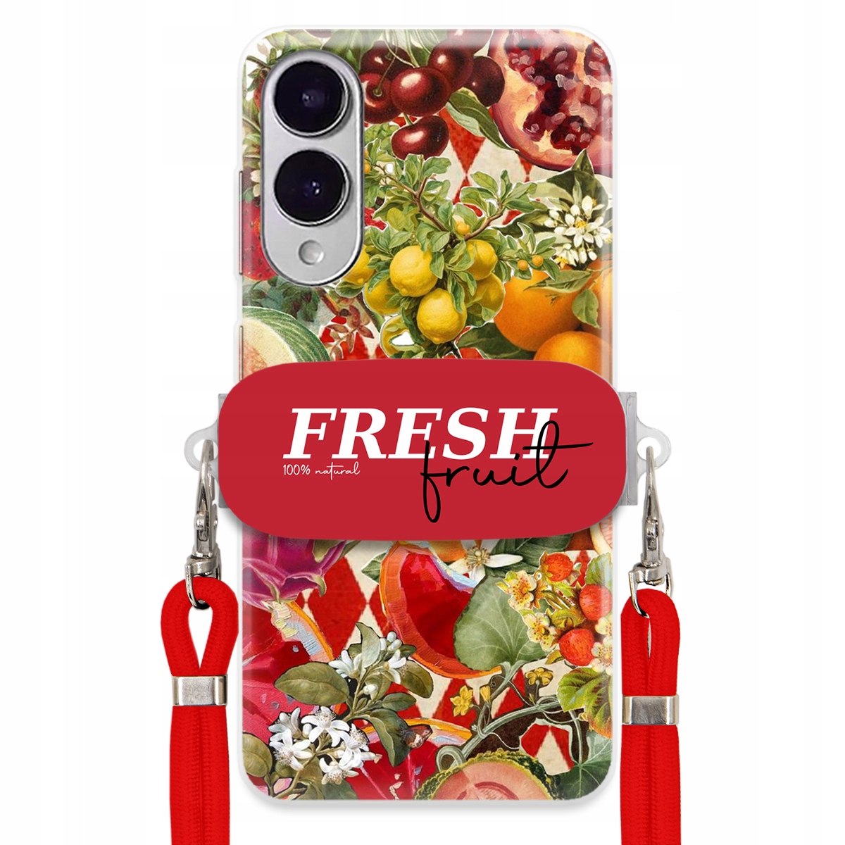 Puzdro pre Samsung S25 Edge Červené Crossbody vodítko držiak Fresh Fruit