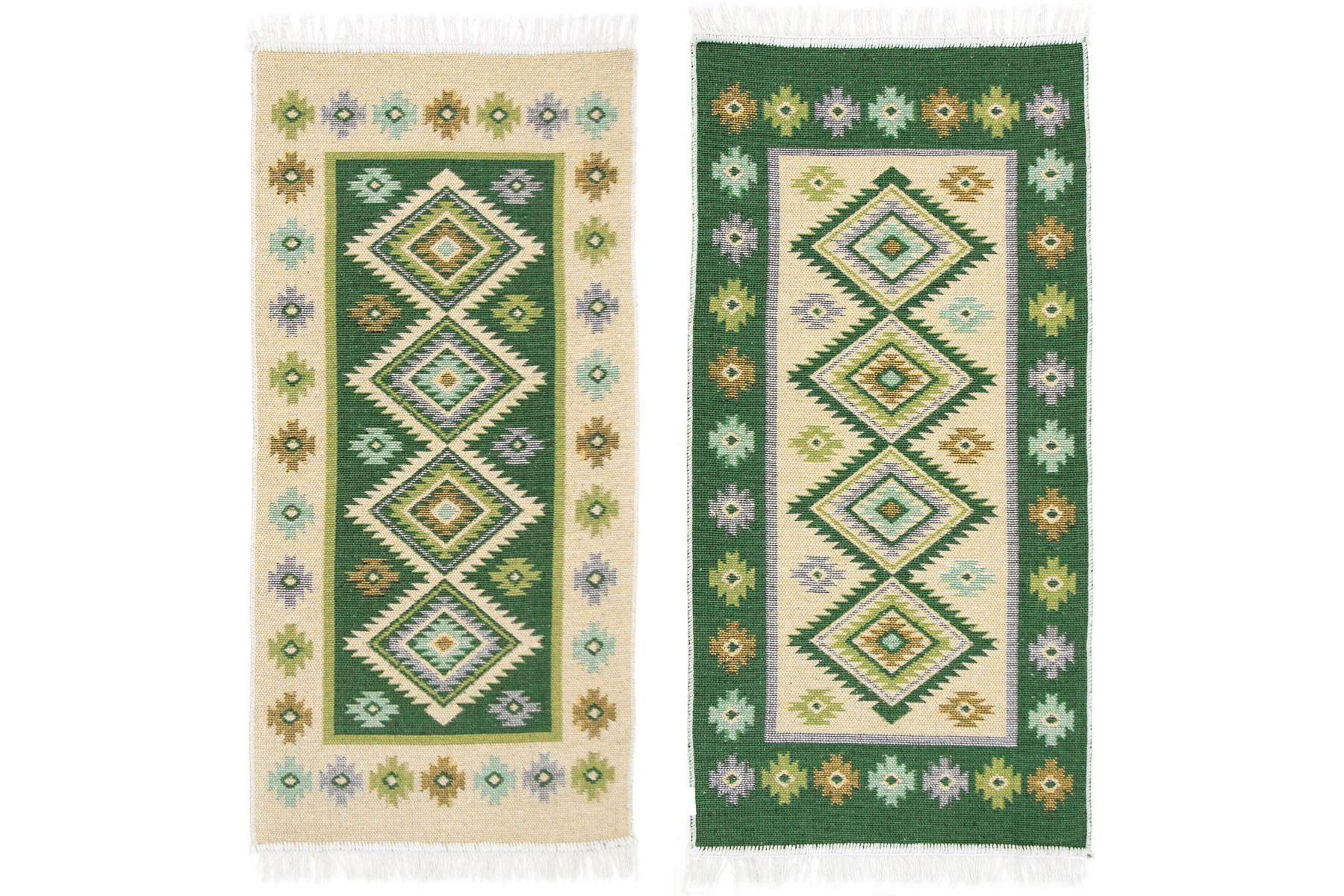 

60x120 cm Kilim Dwustronny Zieleń Krem Etno Aztec