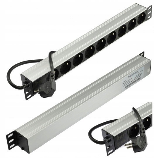 Napájecí lišta do racku Neku 22.5002 19" panel 1U, 9 zásuvek, 1,8m