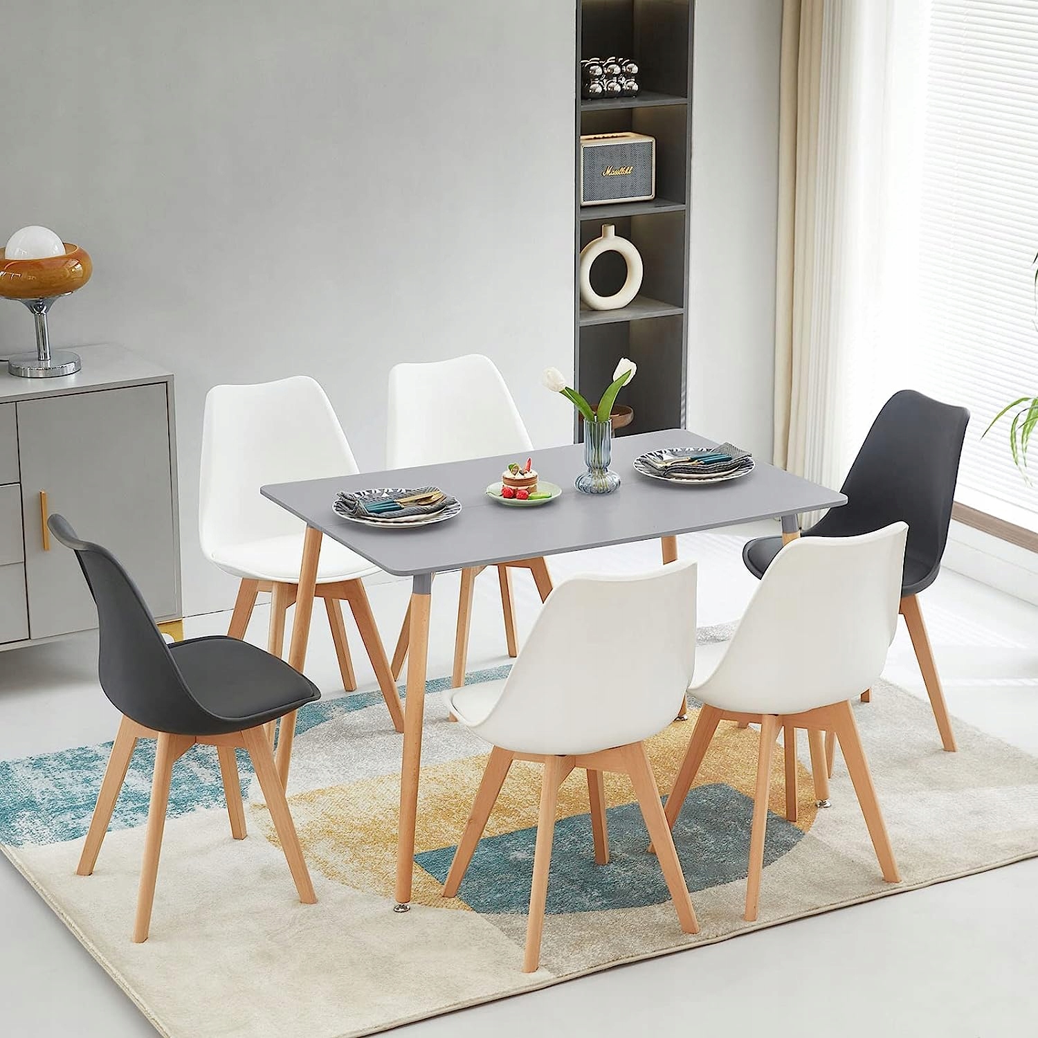 KRZESŁO Z PODUSZKĄ BIAŁE DSW DO JADALNI BIURA SALONU STYL SKANDYNAWSKI