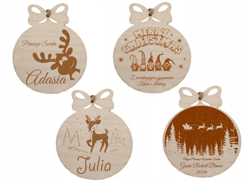 

Zawieszka bombka imię grawer logo święta