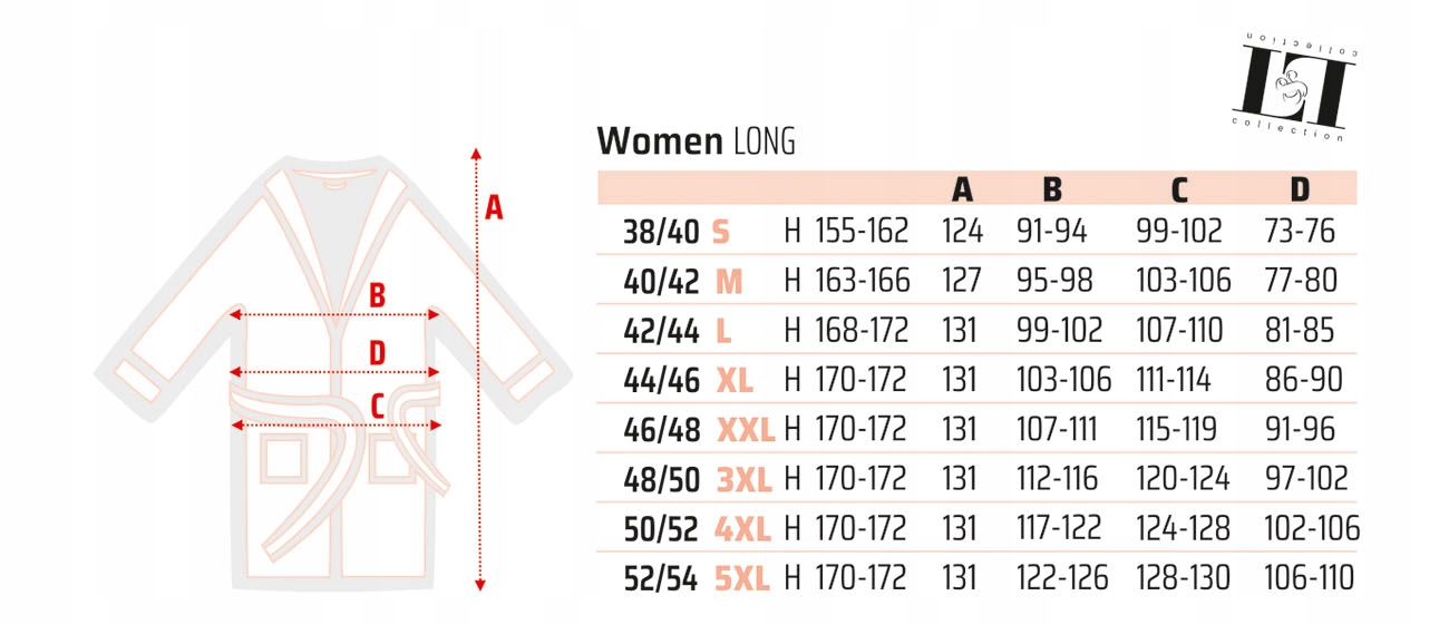 Długi CIEPŁY SZLAFROK DAMSKI SOFT L&L 19145 onyx 5XL Rękaw długi rękaw