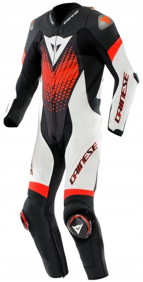 Dainese Laguna Seca 6 1PC Čierna Biela Fluo Červená Motocyklová Kombinéza