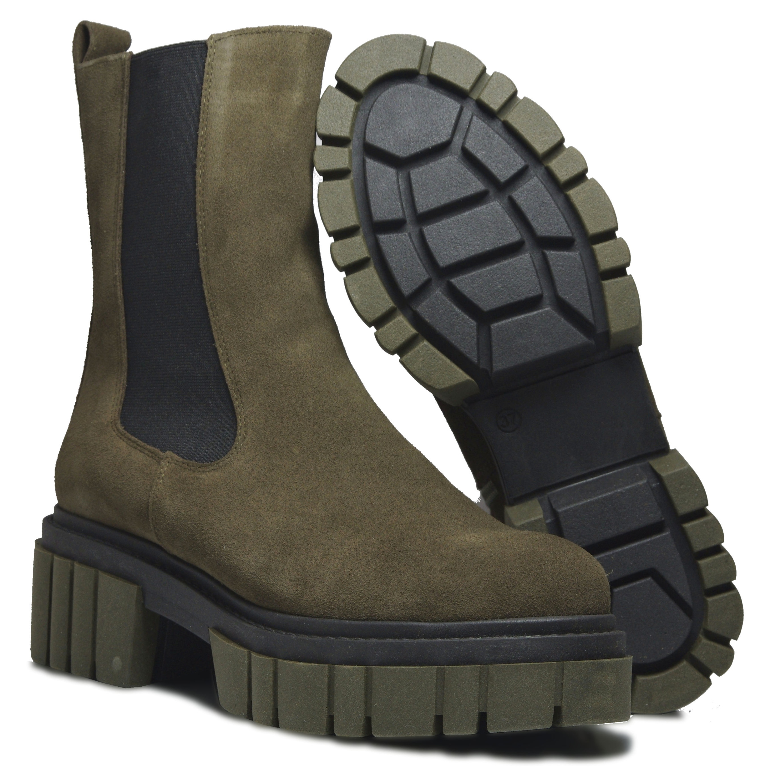 Botki sztyblety z gumą workery khaki Sempre r41