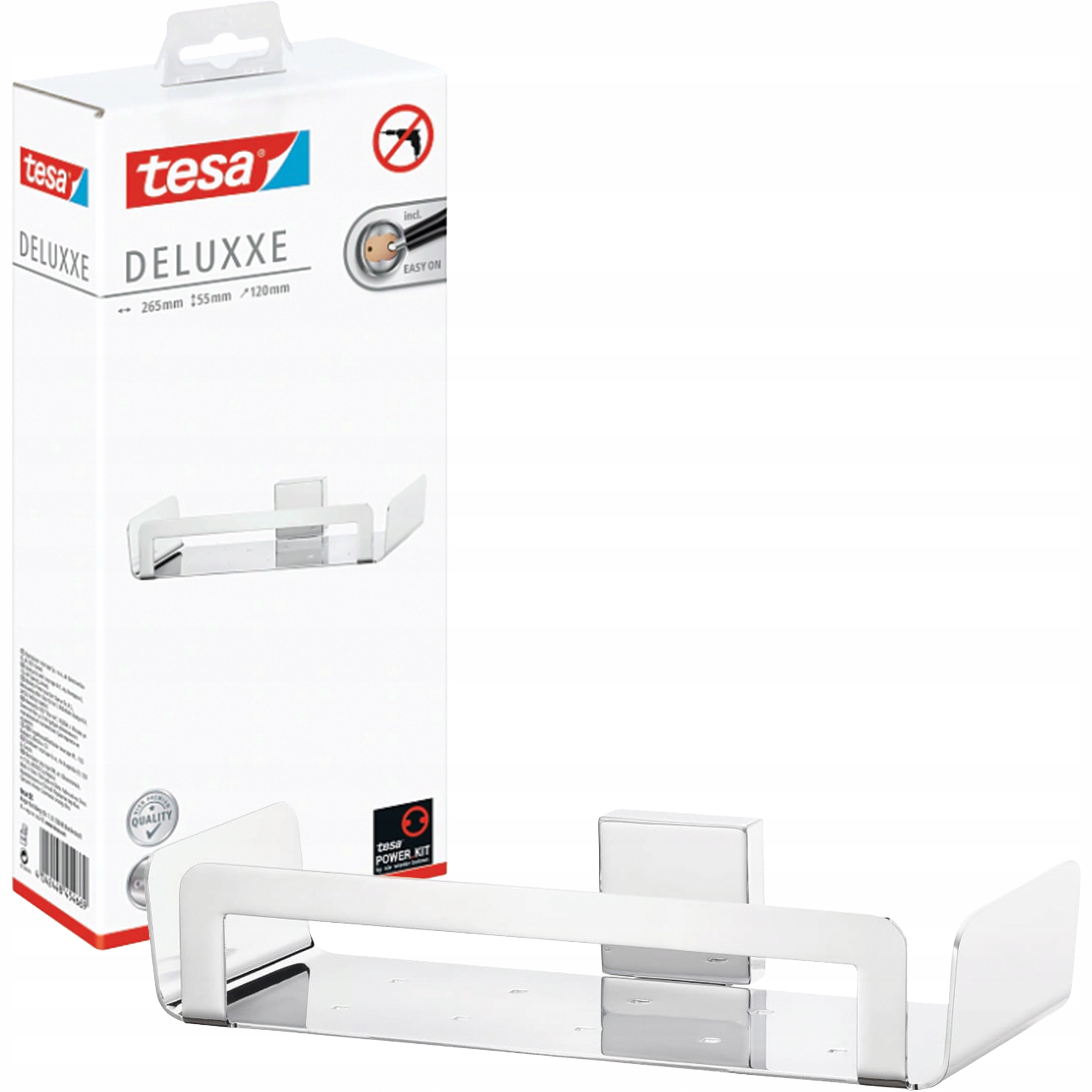 Kúpeľňová Polica Samolepiaca závesná Tesa Deluxxe Košík pod sprchu