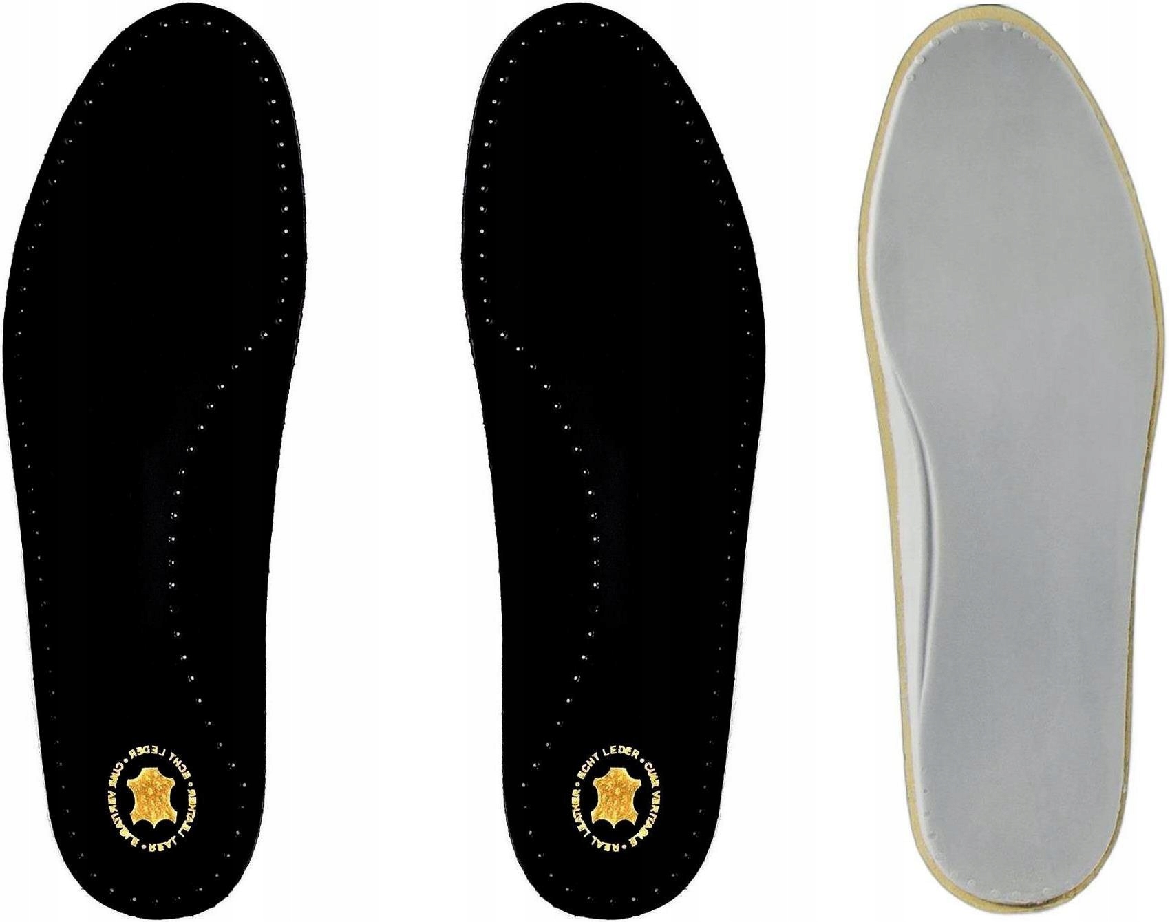 G10-53 CZARNE WKŁADKI DO BUTÓW SKÓRA GRUBA PODESZWA LATEKSOWA WYŚCIÓŁKI 39