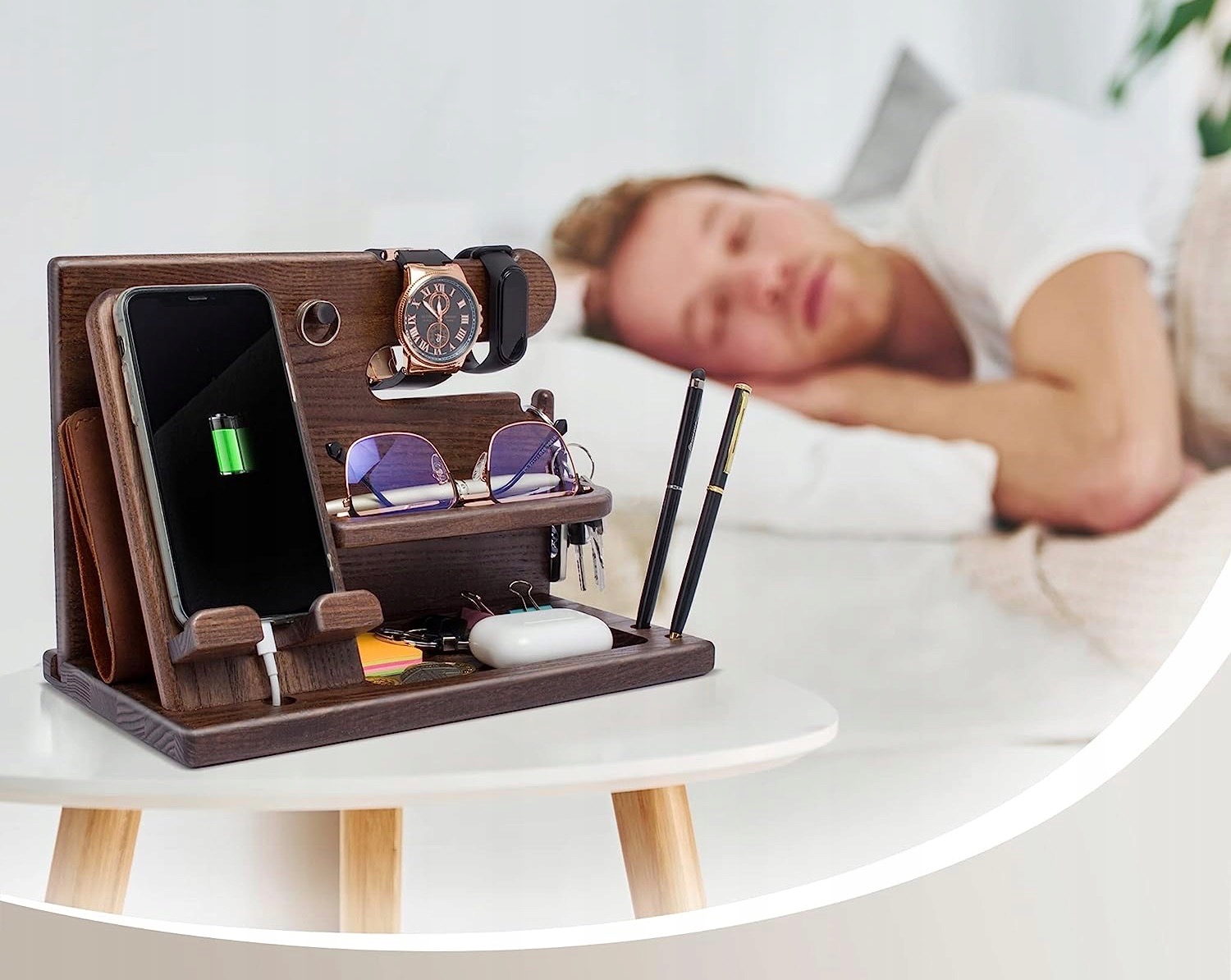 ORGANIZER STACJA DOKUJĄCA UCHWYT DREWNIANY PREZENT Marka Inna