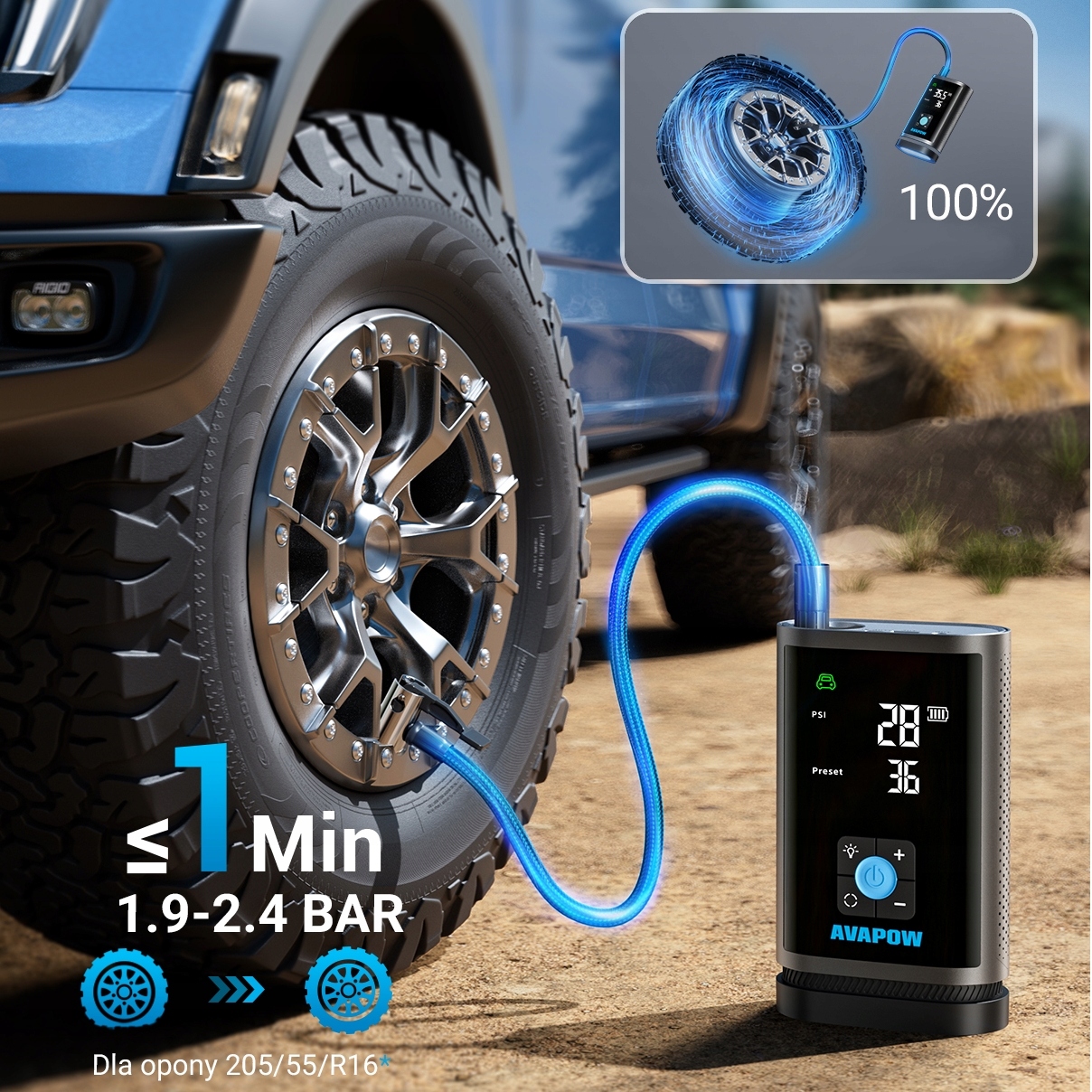 BOOSTER ROZRUCHU JUMP STARTER POWERBANK LATARKA 3000A 16000mAh AVAPOW JP3 Marka AVAPOW