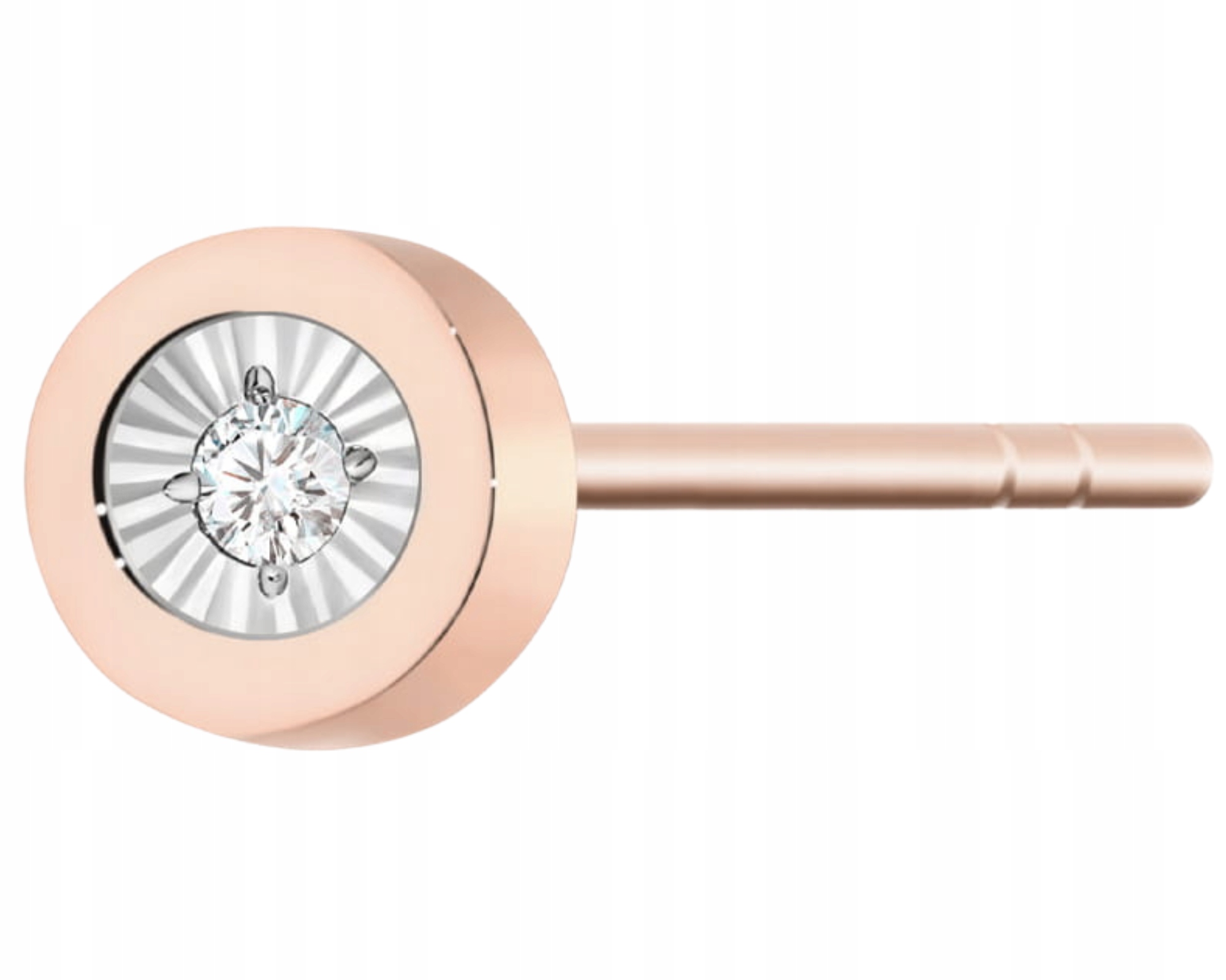 Růžové Zlato Náušnice 1 Kus Tyčinka Ryzost 585 Briliant