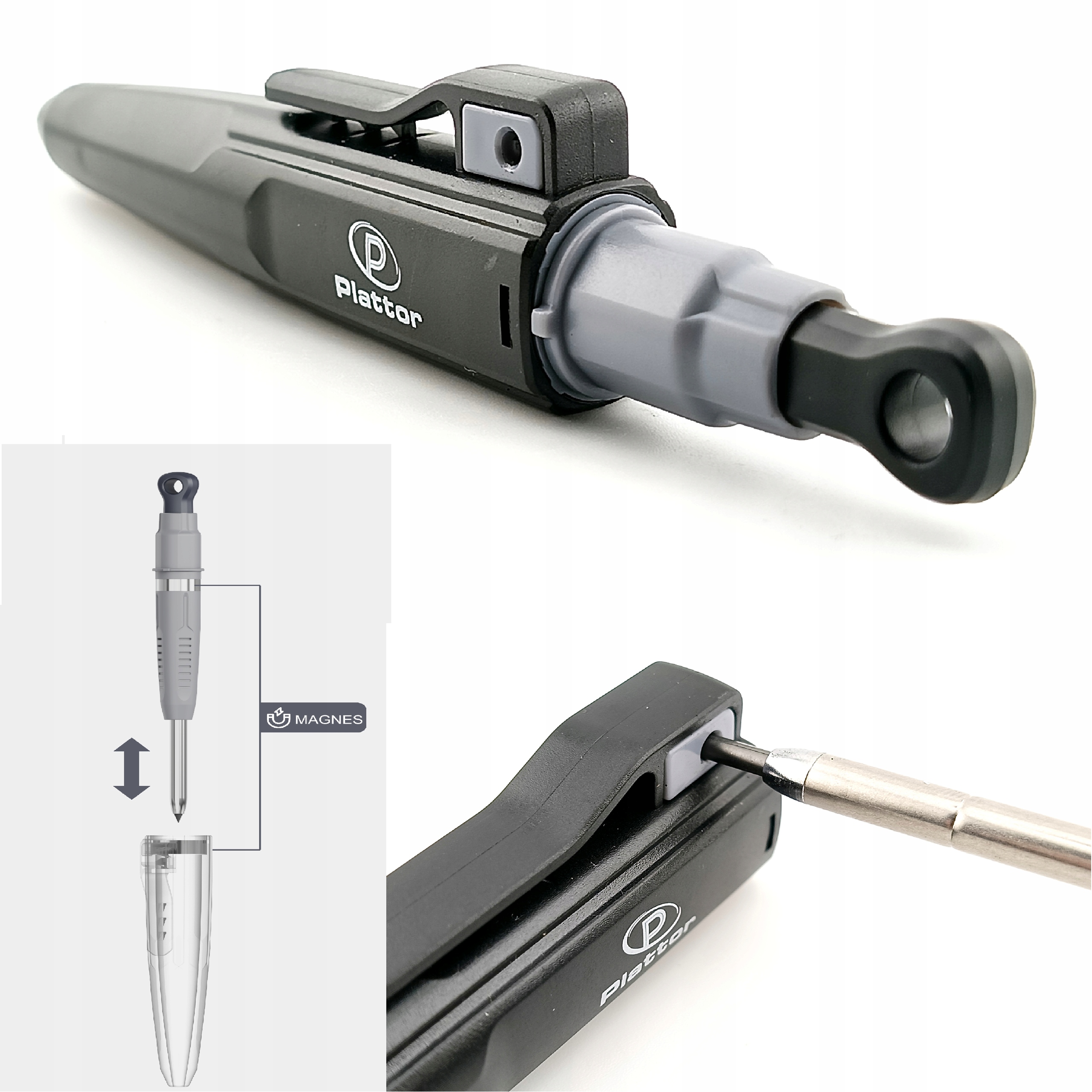 OŁÓWEK MAGNETYCZNY AUTOMATYCZNY BUDOWLANY STOLARSKI Z TEMPERÓWKĄ PLATTOR