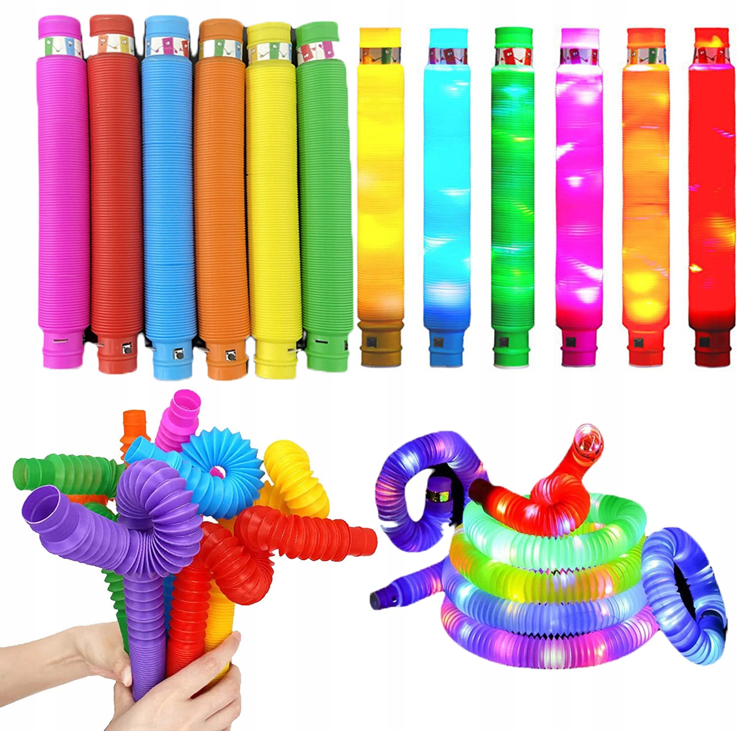 

Rurki Pop Tube Sensoryczne Led Antystresowe Zestaw