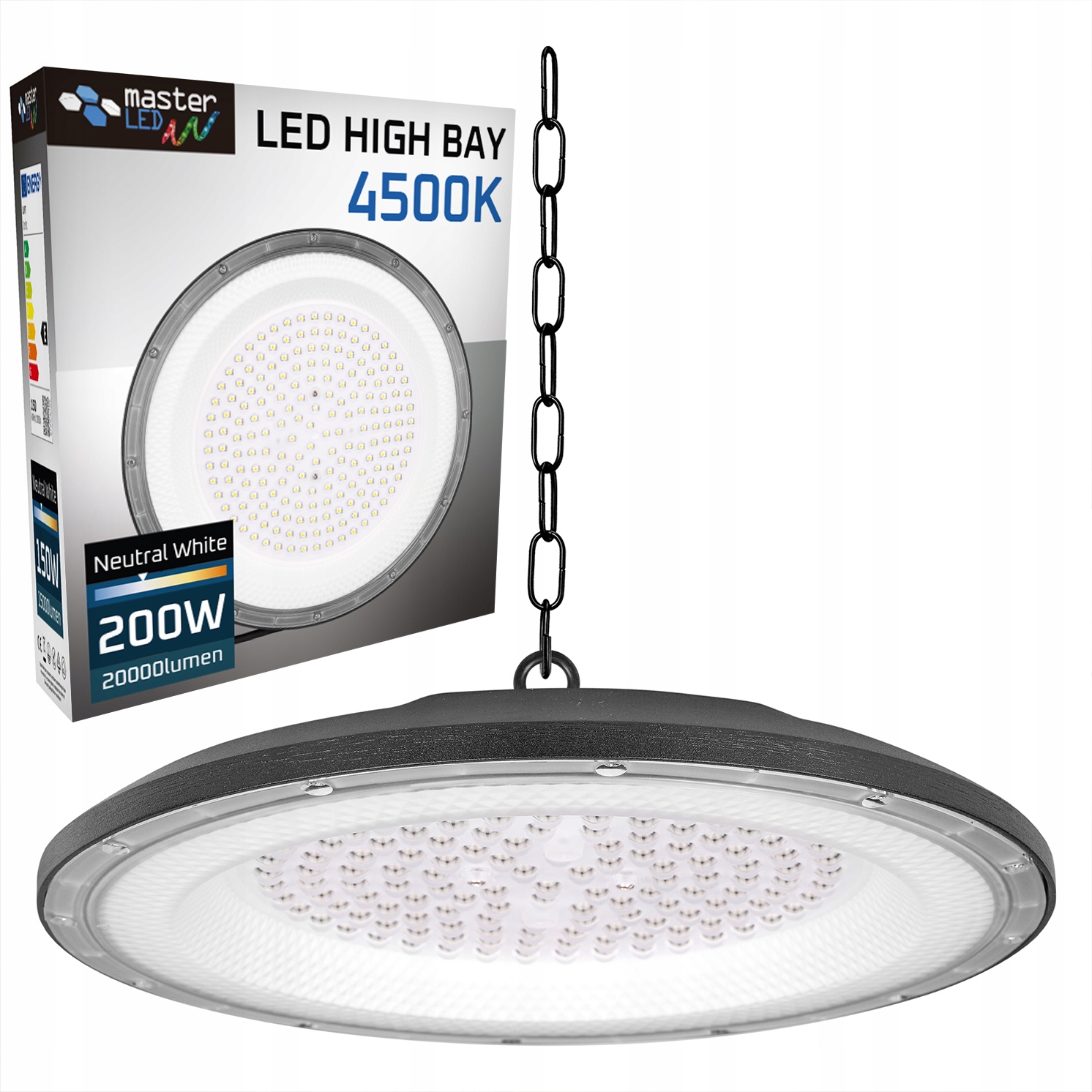 Led průmyslová lampa Ufo High Bay 200W 20000lm IP65 skladová hala obchod