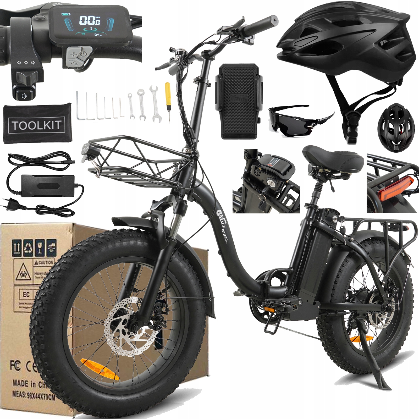 Cmacewheel Y20 Elektrická vozidla 750W 48V 18AH 42KM/H 65KM 20*4" +Dárek