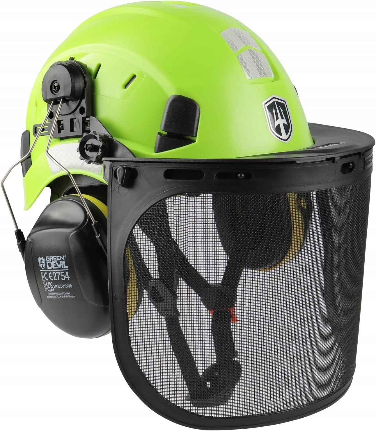 Kask Ochronny Green Devil 3w1 z Wentylacją Ochroną Słuchu i Twarzy