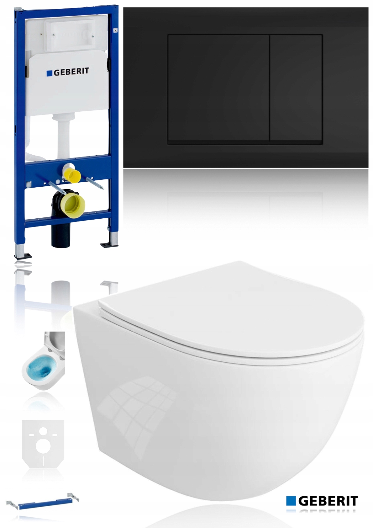Geberit Duofix Basic stelaż podtynkowy Wc miska wirowa przycisk Czarny Mat