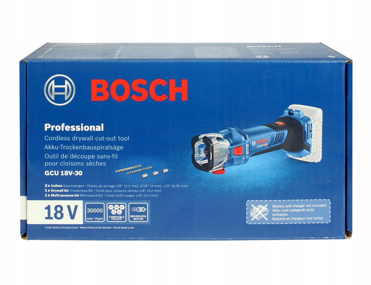 BOSCH GCU 18V-30 Wycinarka, wyrzynarka do płyt GK Waga urządzenia 1.3 kg
