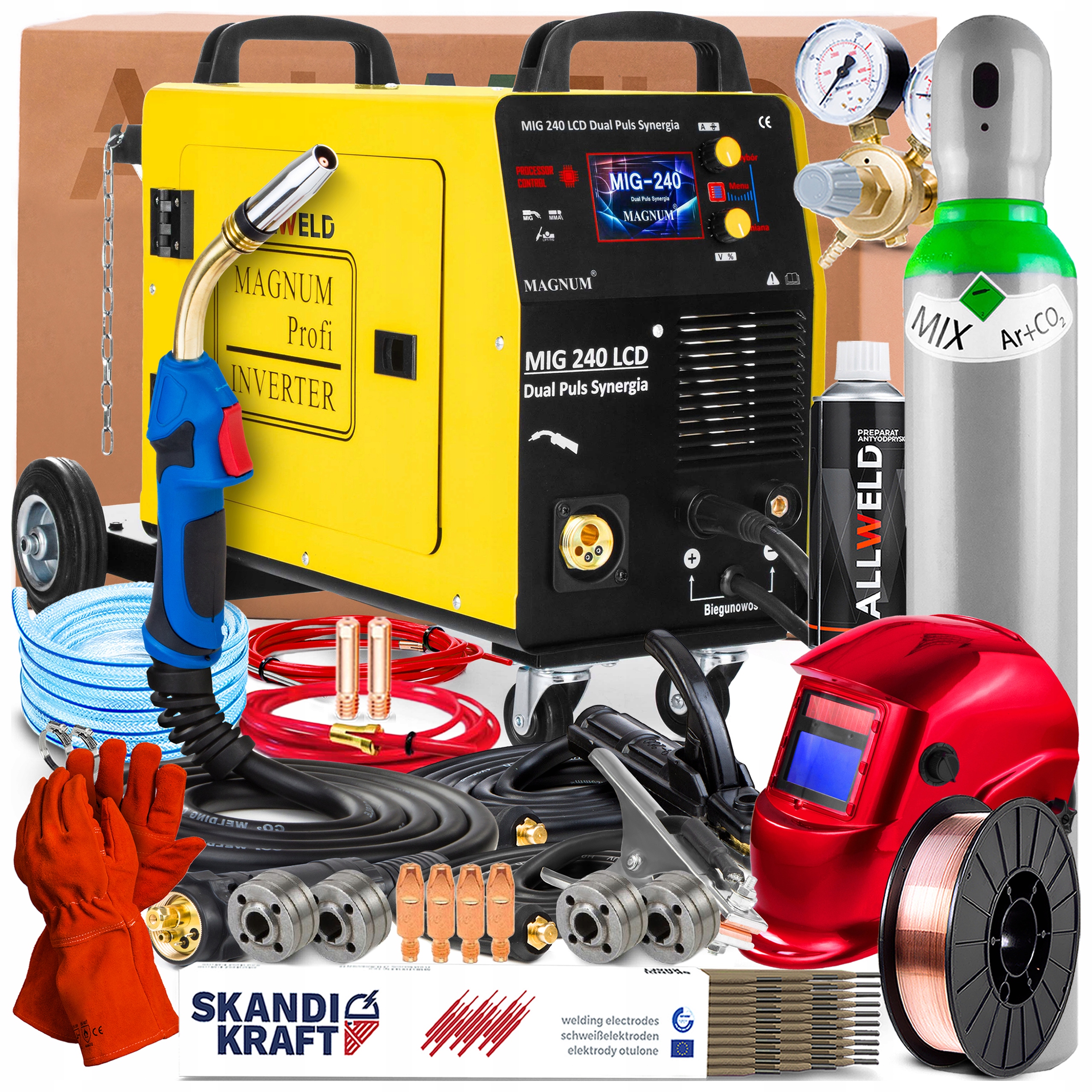 Spawarka Magnum Mig 240 LCD Dual Puls Synergia 230V 200A Tig Lift Mma 2T/4T