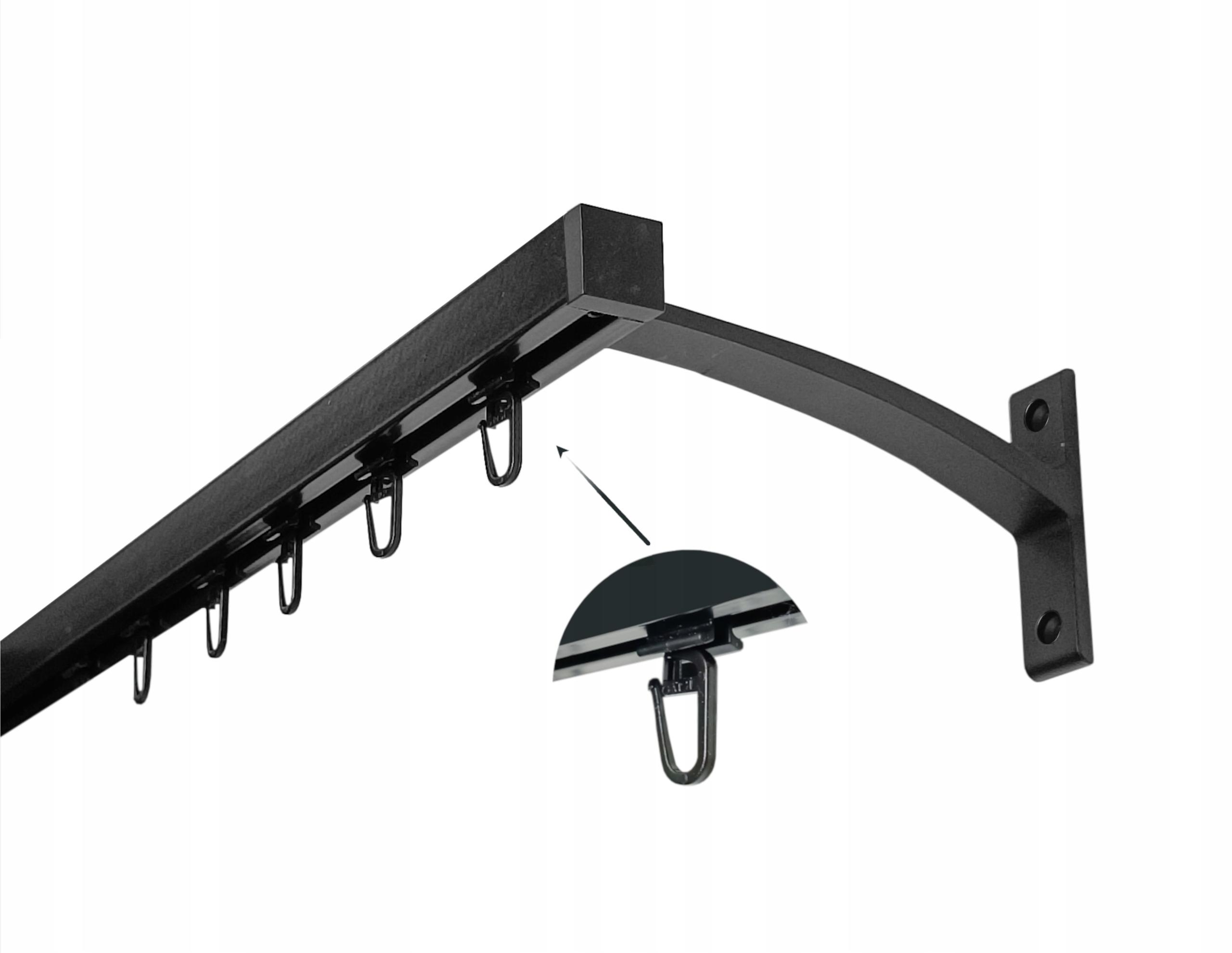 Garnýž Kwadro jednoduchý Aluminiový 20mm Černý Mat 300cm špendlík