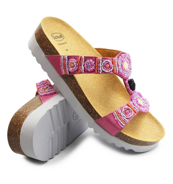 Růžové Nazouváky s korálky Scholl New Bogota Wedge 36