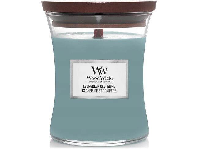 WoodWick střední svíčka Evergreen Cashmere 275 g