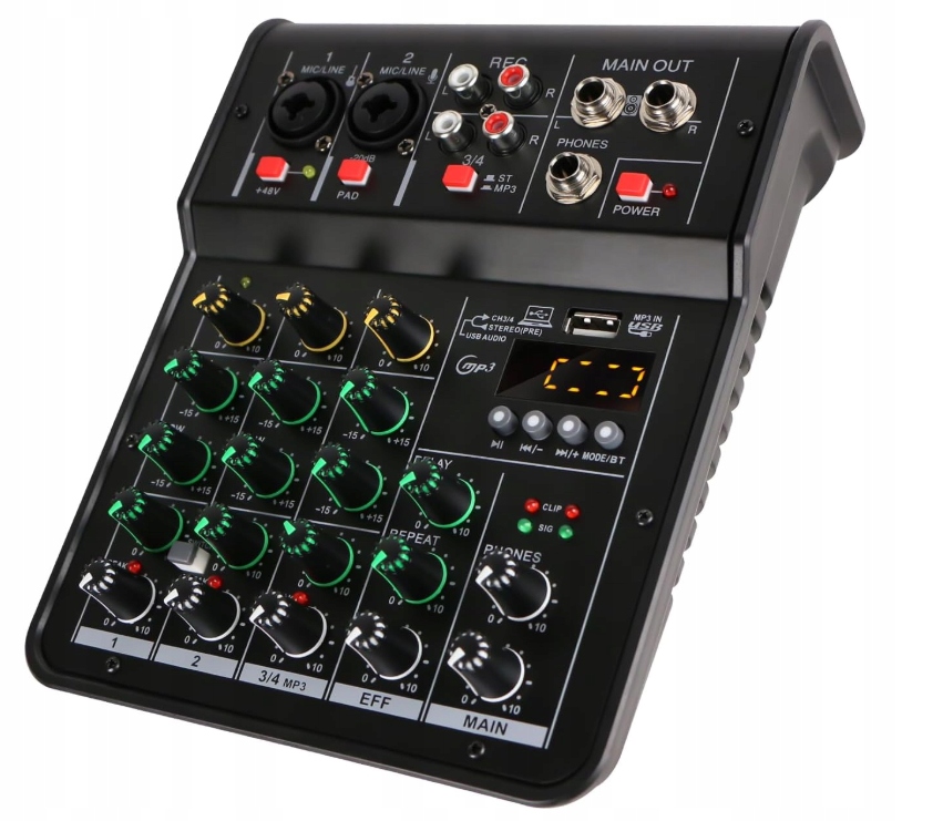 Mixovací konzole M4 4 kanály 48V Studio Karaoke Přenosný Bluetooth