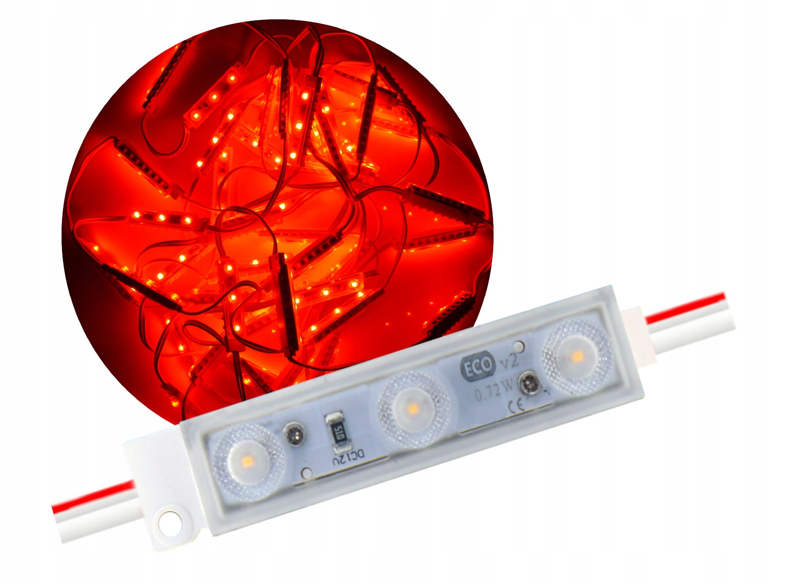 

Moduł smd 2835 soczewka 12V 0,72W kolor Czerwony