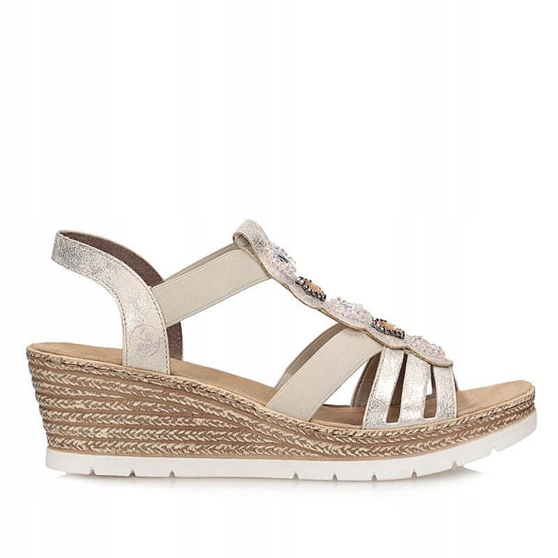 Dámské sandály Rieker 619B2-60 béžové s nazouvacími podpatky