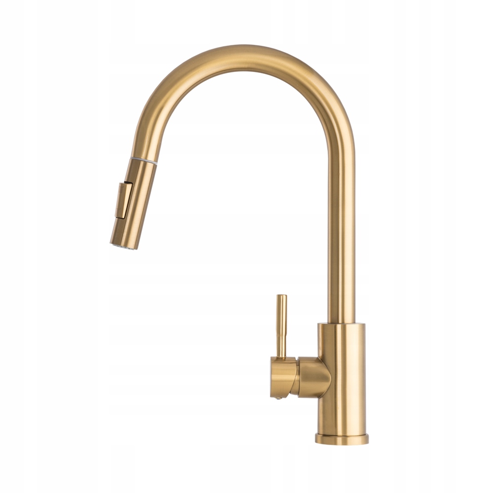 Kuchynská Batéria Výsuvná, Zlatá Výtoková Krytina, Oceľový Kohútik Loseto Brushed Gold