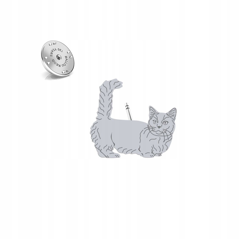 Brož Stříbrná Kočka Munchkin 925 Šperky dárek Žena Věnování Bonus