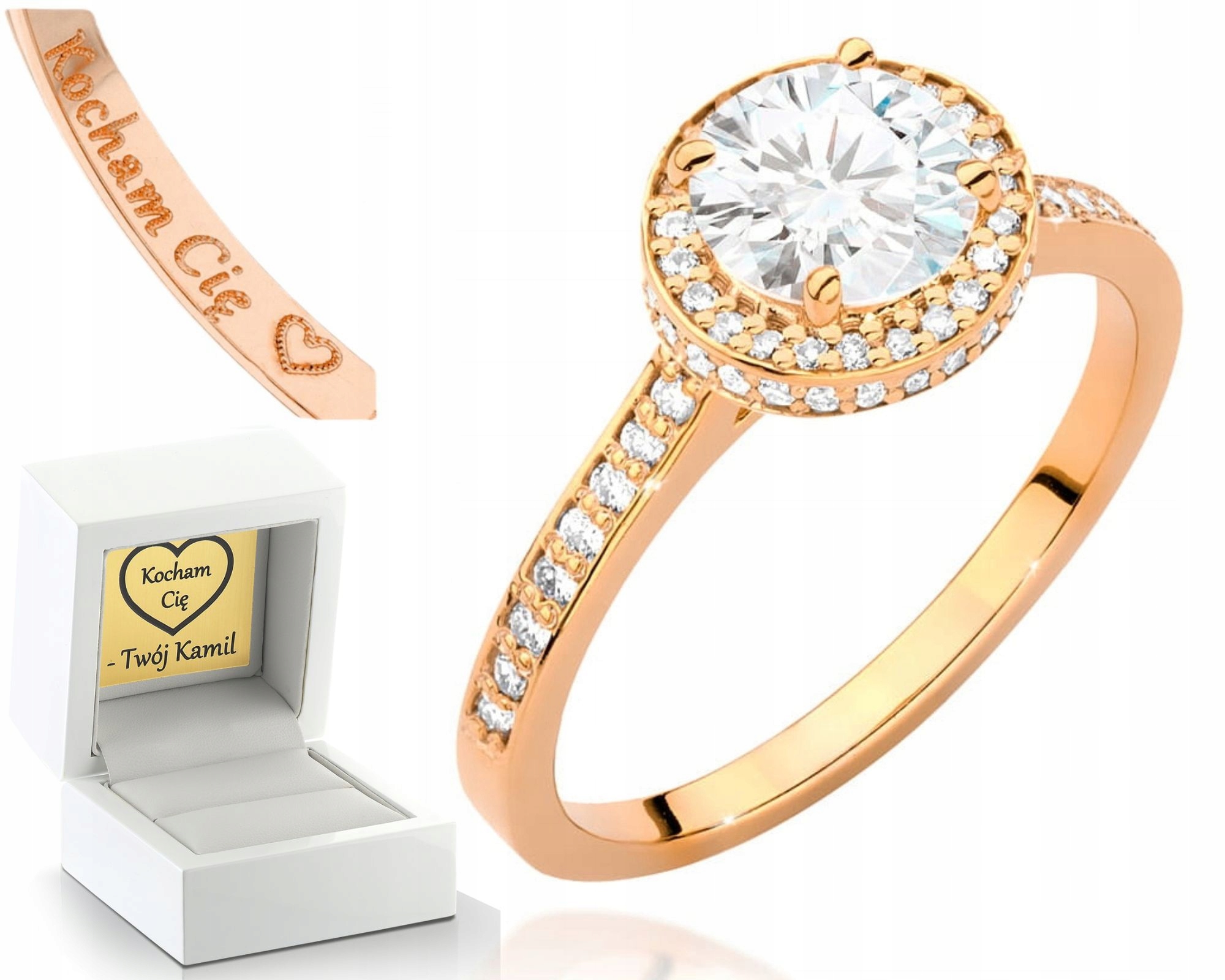 Růžové Zlato Prstýnek S Brilianty 1,00 Ct 585 Gravírování