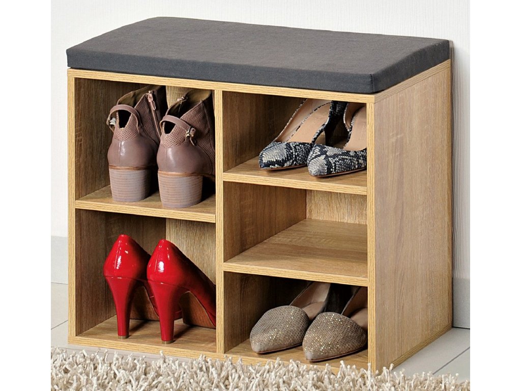 Skriňa na topánky pre chodbu, drevená komoda so sedadlom