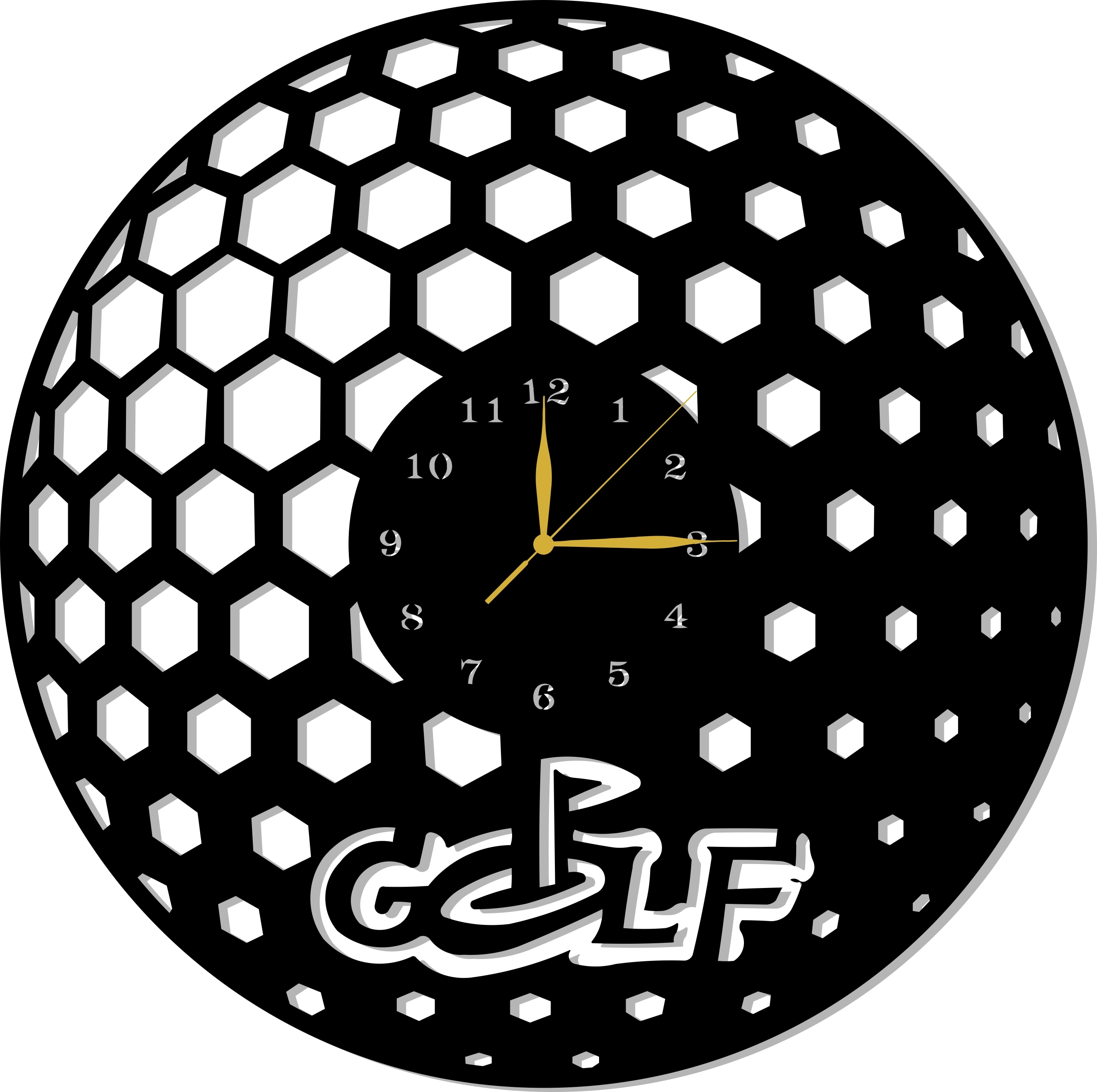 Ažurové Nástěnné Hodiny Golf 50 CM, 16 Barev