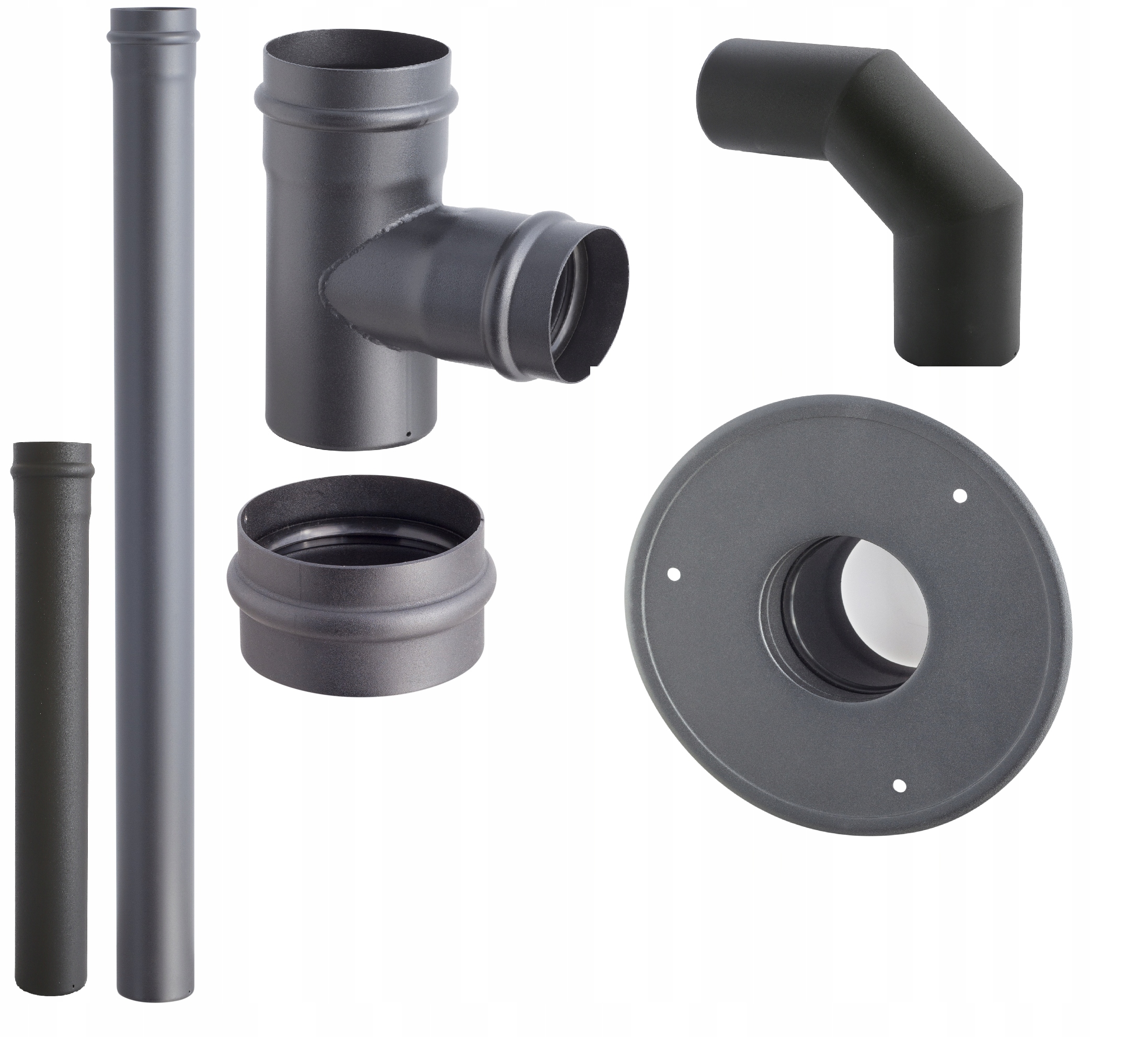 Zestaw rur do pieców na pellet Ø 80mm 1,5m rozeta Talerz