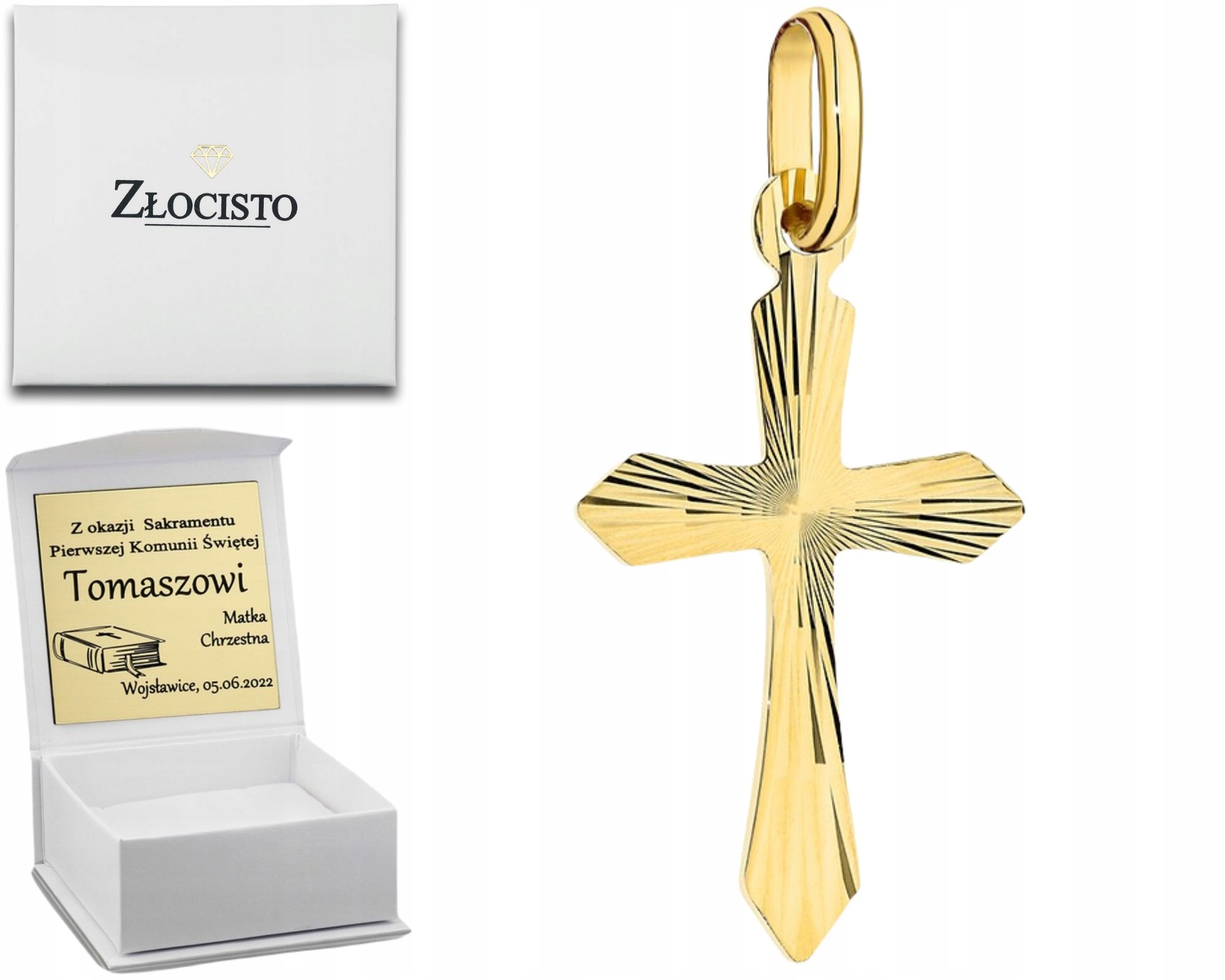 Zlatý Křížek Jednostranně Nařezaný, Diamantový, Třpytivý Efekt