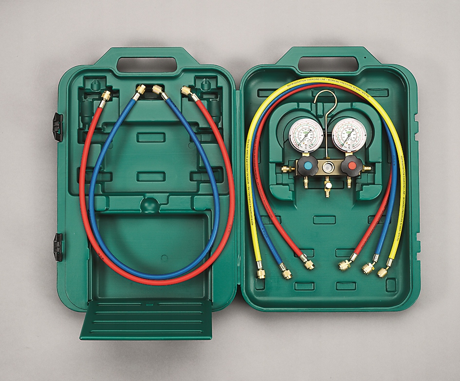 Zestaw manometrów Refco BM2-3-DS-CLIM32 z przewodami (R22, R410A, R32)