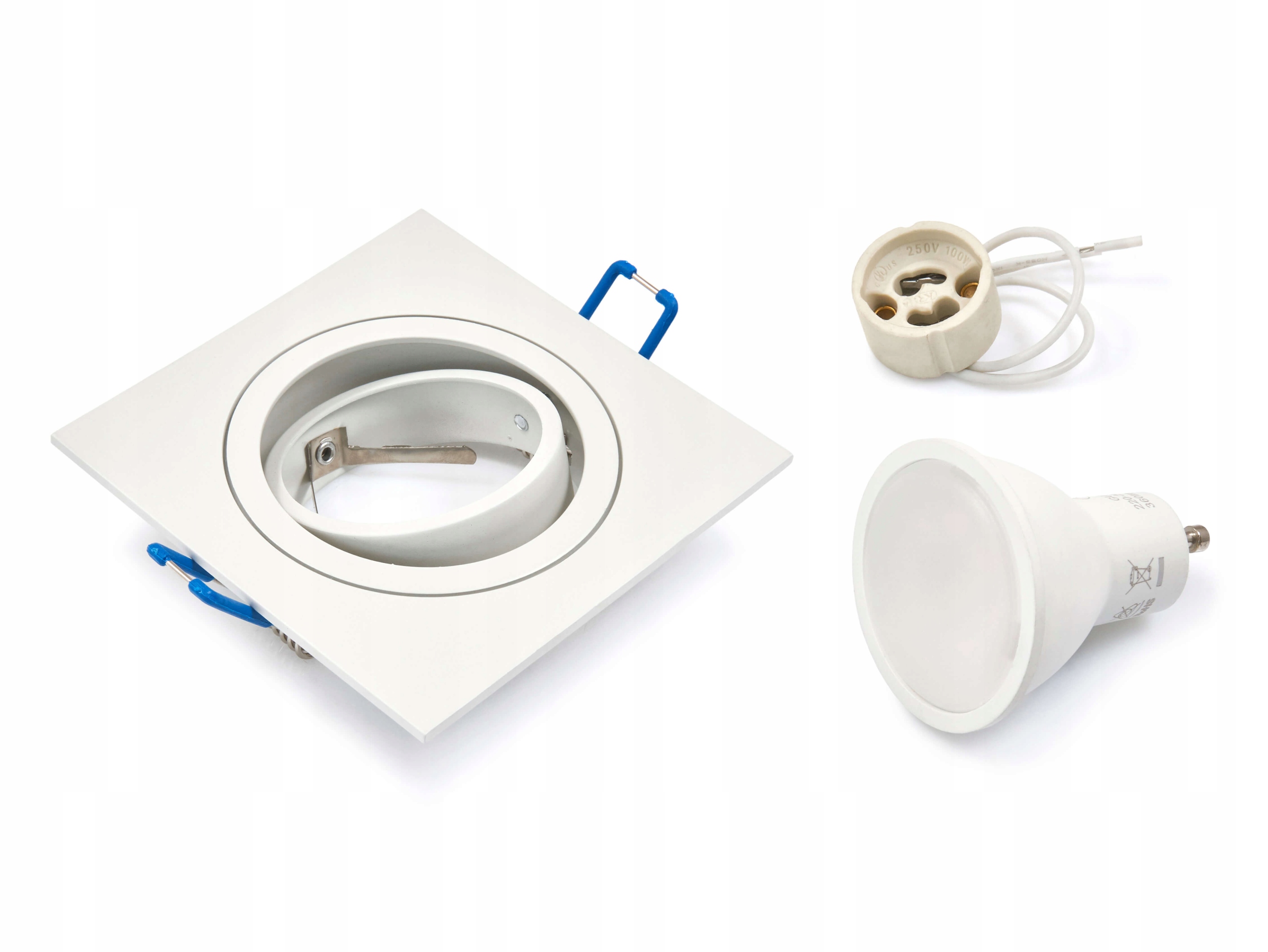 ZESTAW OPRAWA HALOGENOWA BIAŁA + LED 3W + GU10