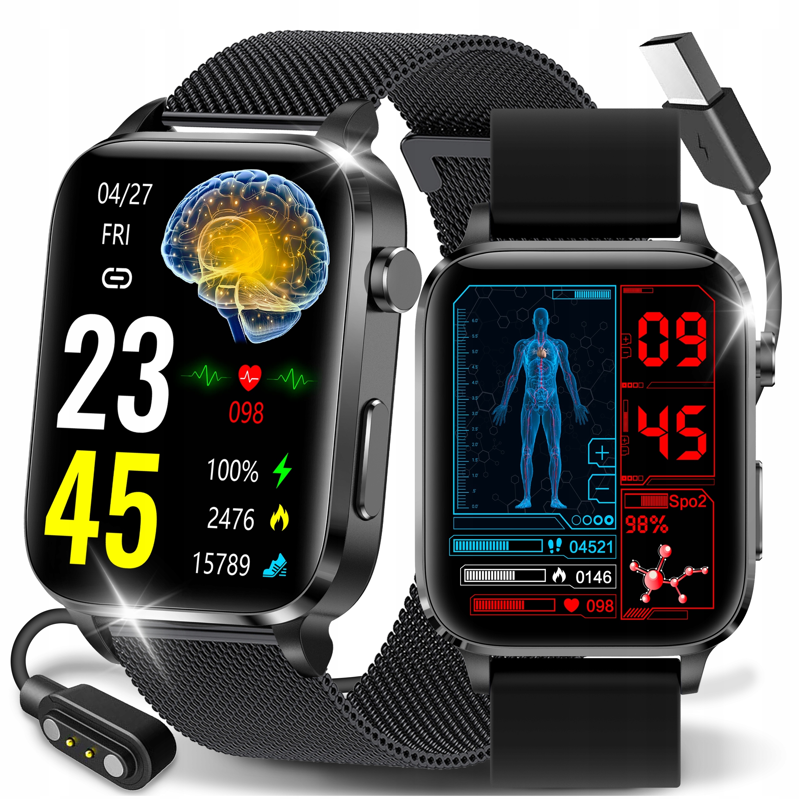 ZEGAREK KARDIOWATCH POMIAR CUKRU GLUKOZA LASER TER. CIŚNIENIOMIERZ POL MENU Stan opakowania oryginalne