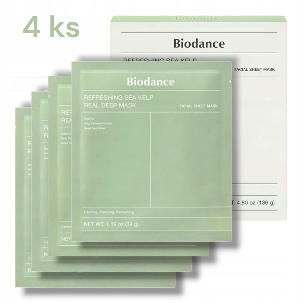 Biodance Hydrogelová pleťová maska Refreshing Sea Kelp Real Deep Mask (4 ks