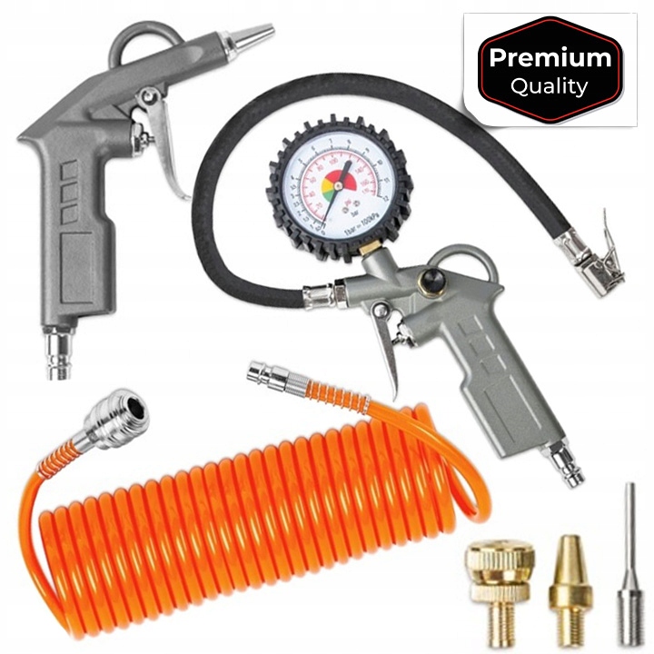 Set pistole na foukání Pumpování 6 ks spirálový kabel 5 m