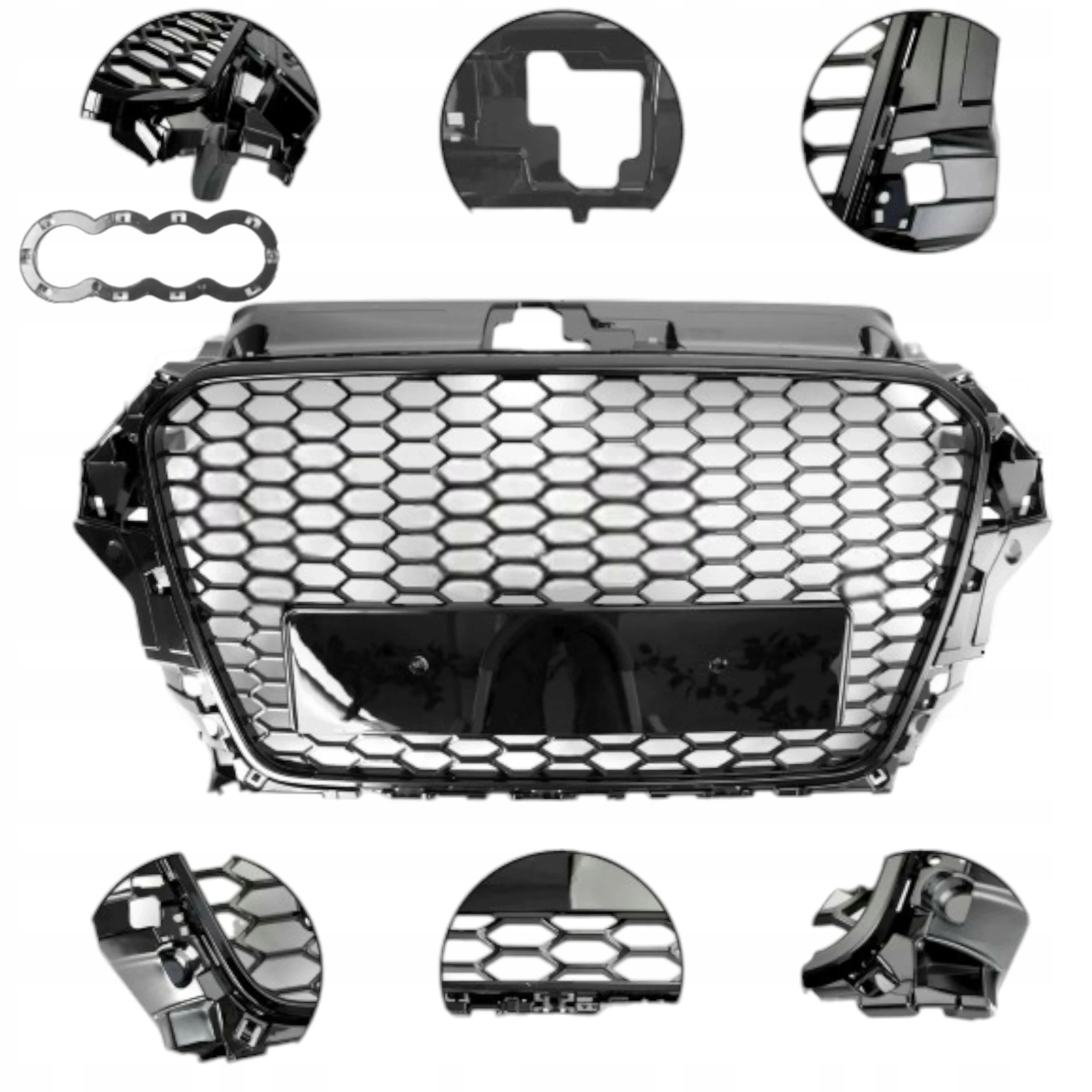 Audi A3 8V 2012-2016 Atrapa Grill Přední Rs vzhled Medová Plástev černý lesk
