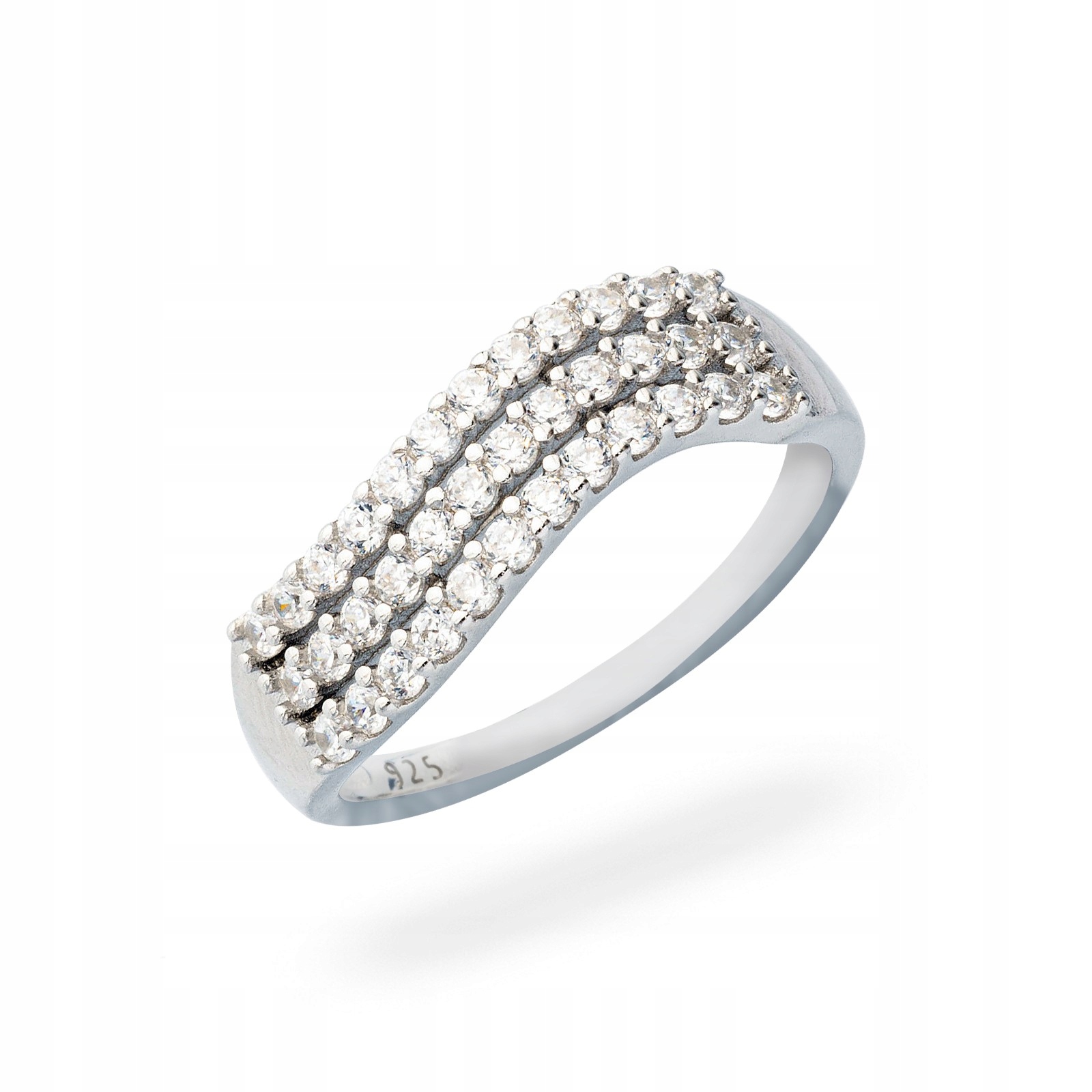 Stříbrný prstýnek Sparkling Wave zirkony pr.925