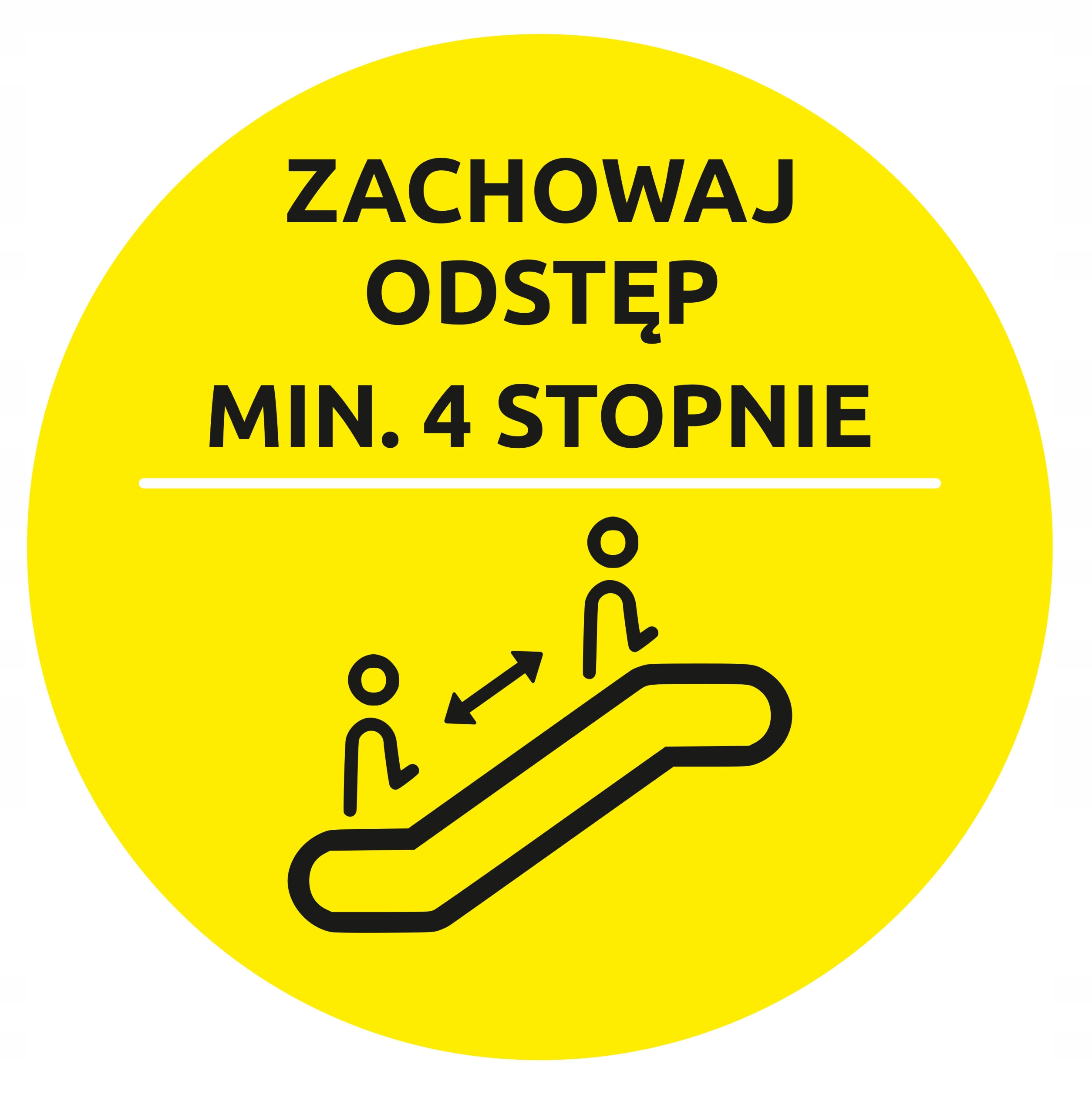 NAKLEJKA 30 cm ZACHOWAJ ODSTĘP min. 4 STOPNIE
