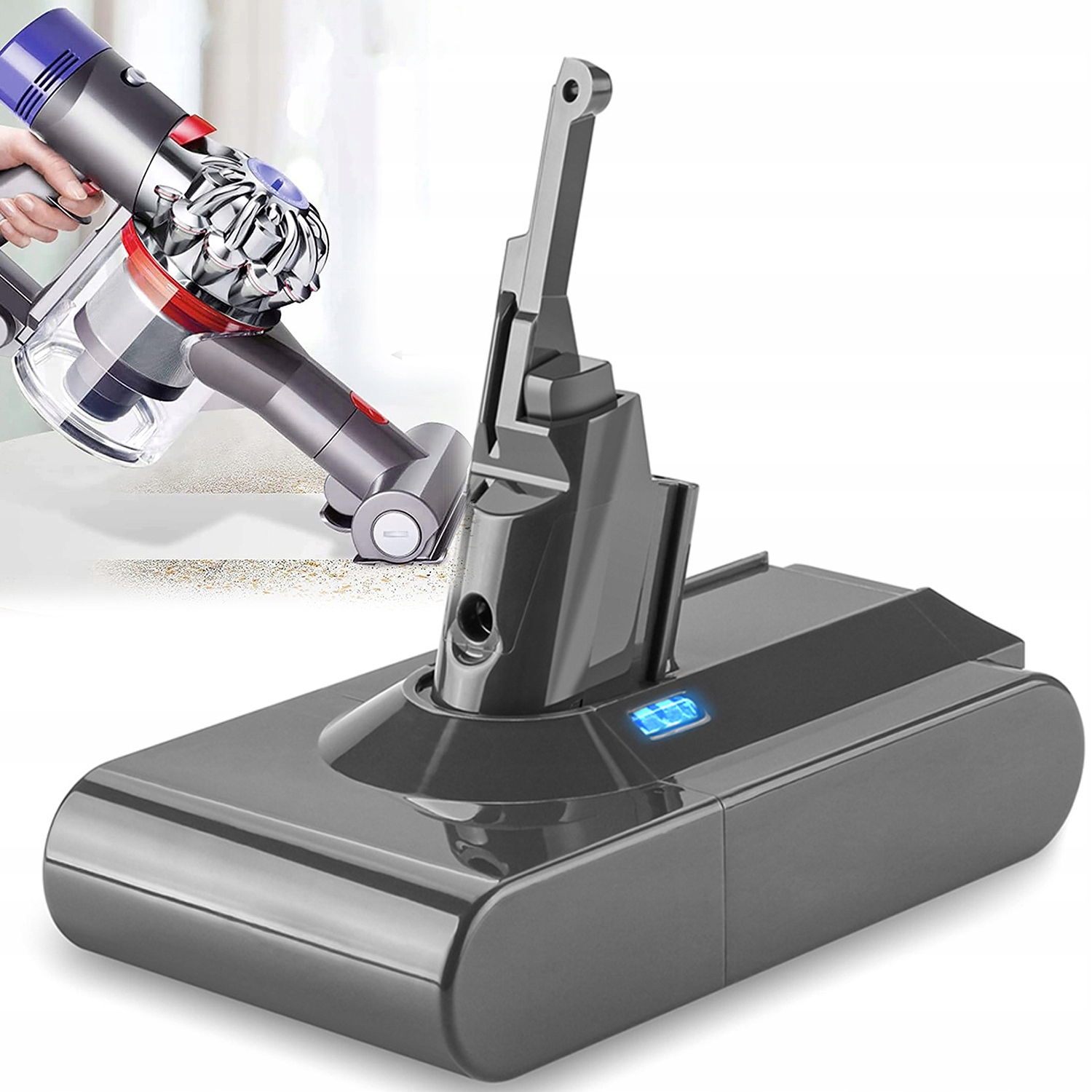 Akumulátor pro Dyson V8 21.6V 30 minut provozu Automatická ochrana teploty