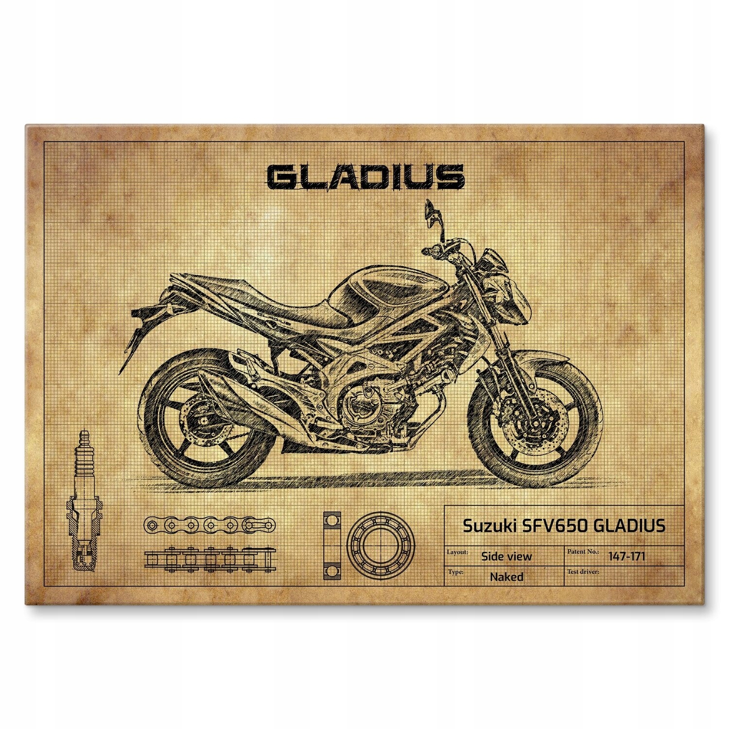 Kovový plakát Suzuki SFV650 Gladius Šidítko Plech 42 x 59,4 cm Dárek