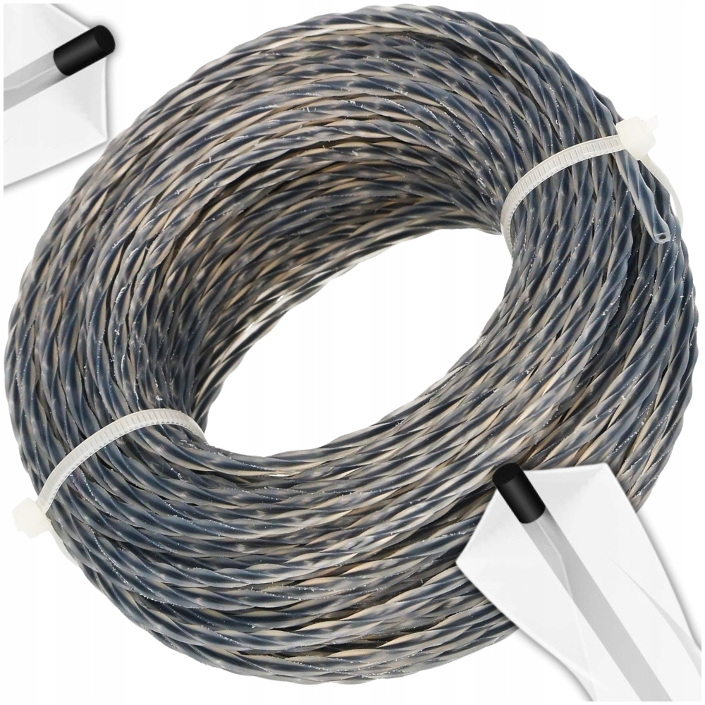 ŻYŁKA TNĄCA ZBROJONA DO GŁOWIC PODKASZARKI KOSY KOS MOCNA TRAWY 2,7mm 15M